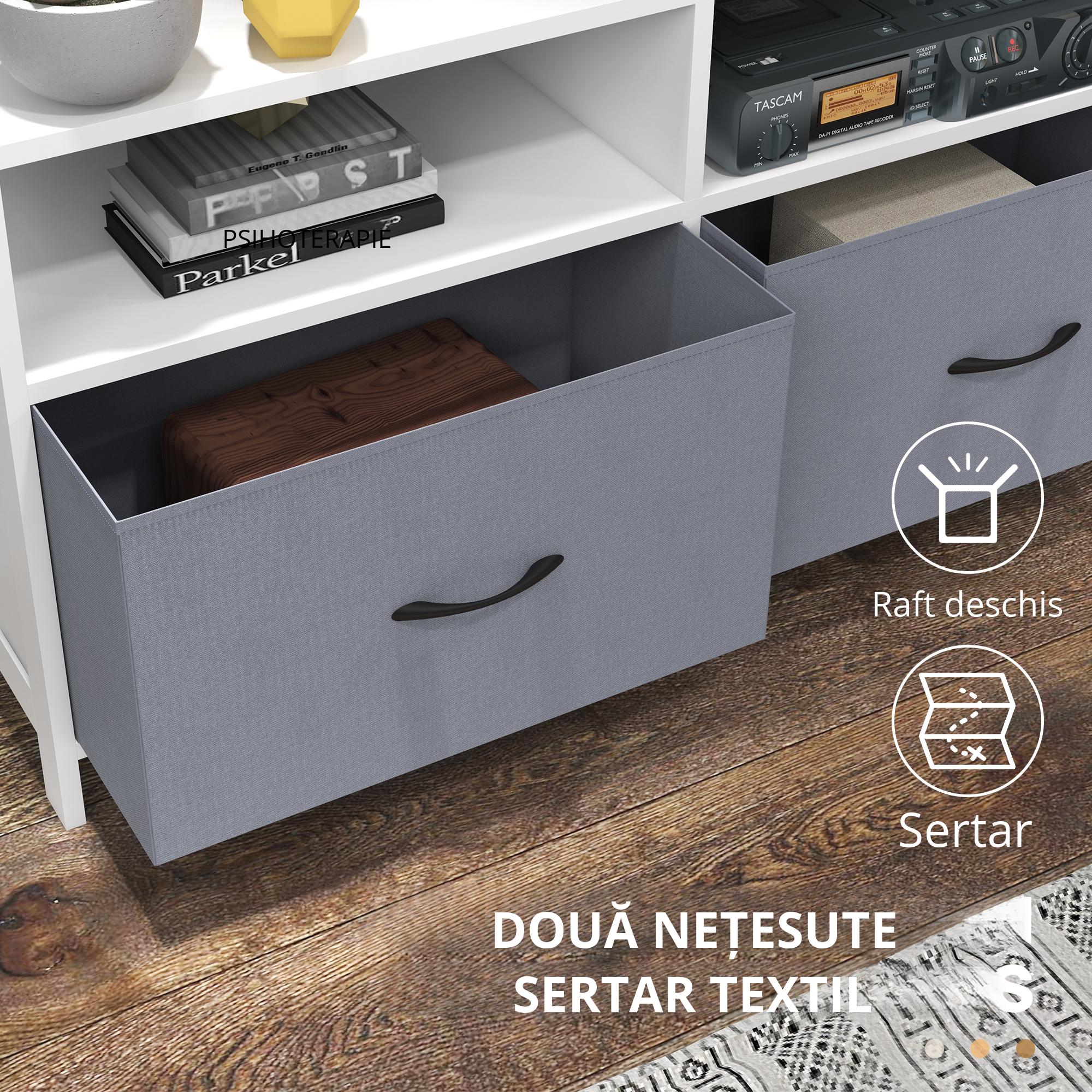  Suport Dulap TV pentru Televizoare de pana la 45", Centru de Divertisment cu Sertare Pliabile si Rafturi de Depozitare pentru Camera de Zi, Dormitor [4]