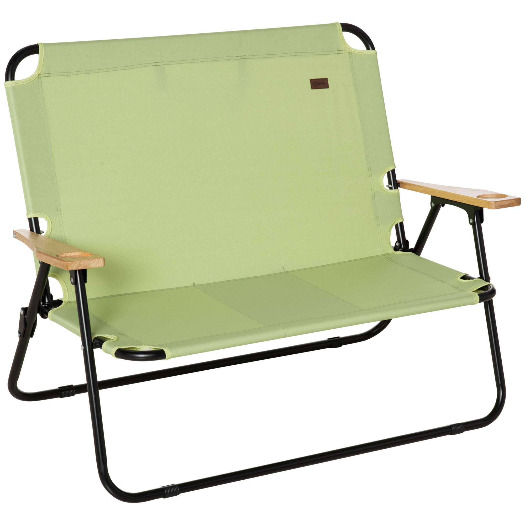 Outsunny scaun de camping 2 locuri, pliabil, cu suport pentru băuturi, 141 x 67 x 80 cm, Verde | Aosom Romania
