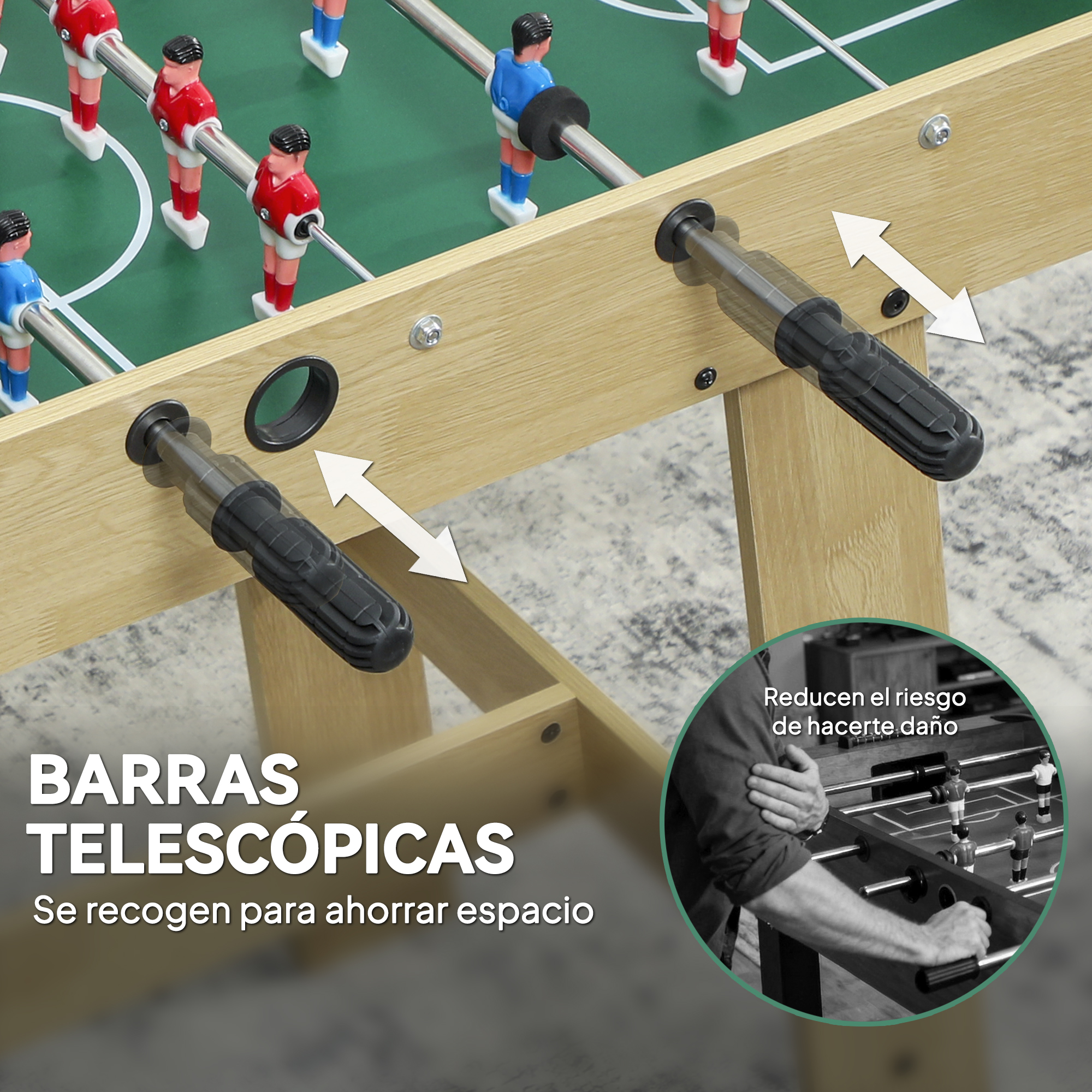 Futbolín De Madera SPORTNOW Para Niños Y Adultos – 18 Jugadores, 6 Barras, 2 Balones Y Marcador