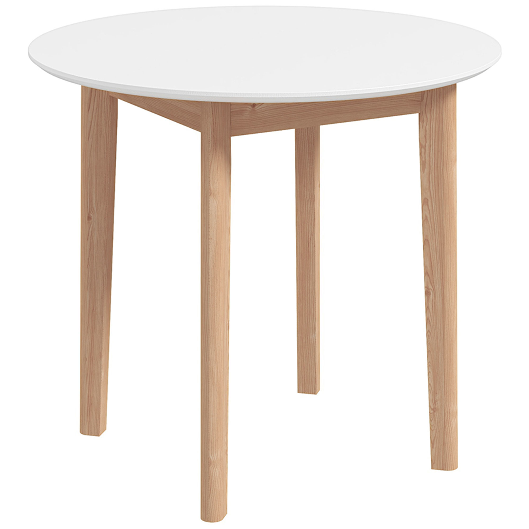 HOMCOM Masă de dining Masă de bucătărie Masă rotundă, design scandinav, 75 cm x 75 cm x 76 cm, Alb + natural | Aosom Romania