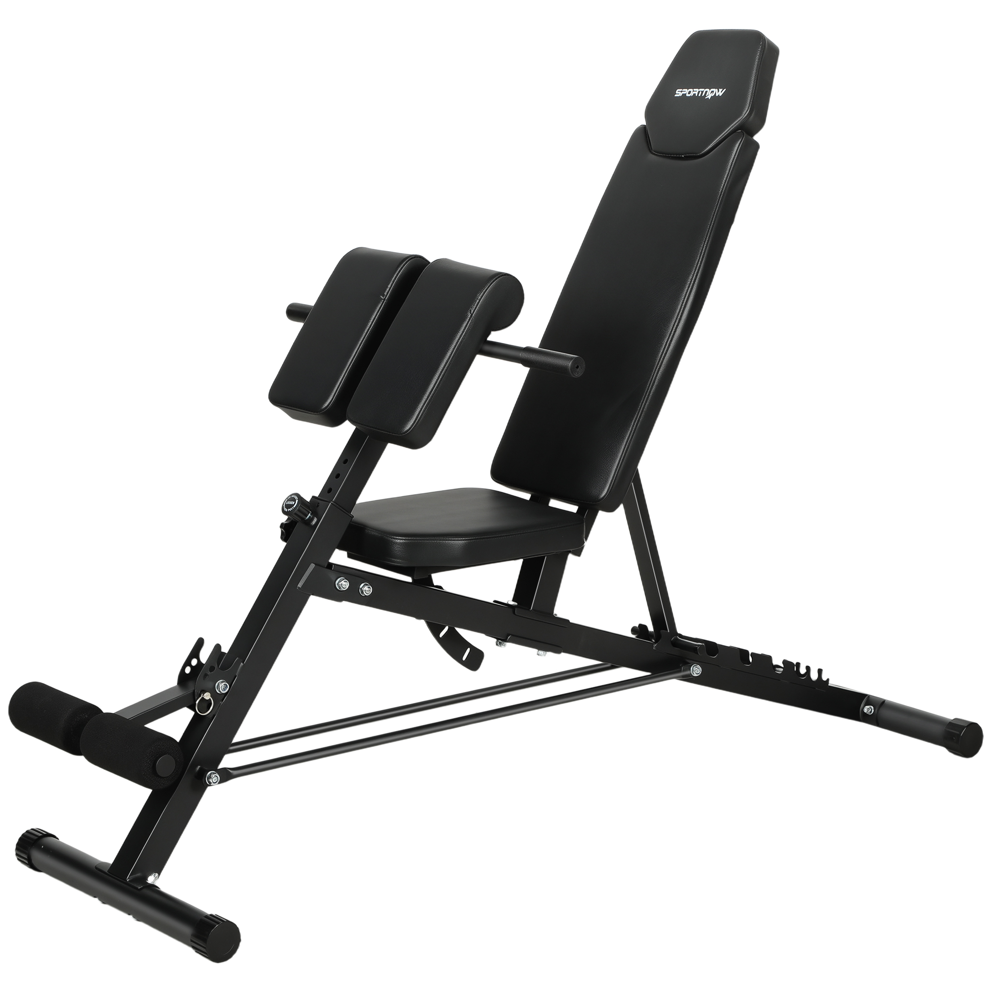SPORTNOW Banc de musculation multifonctionnel, banc incliné et plat réglable avec dossier 6 positions, assise 3 positions, Noir