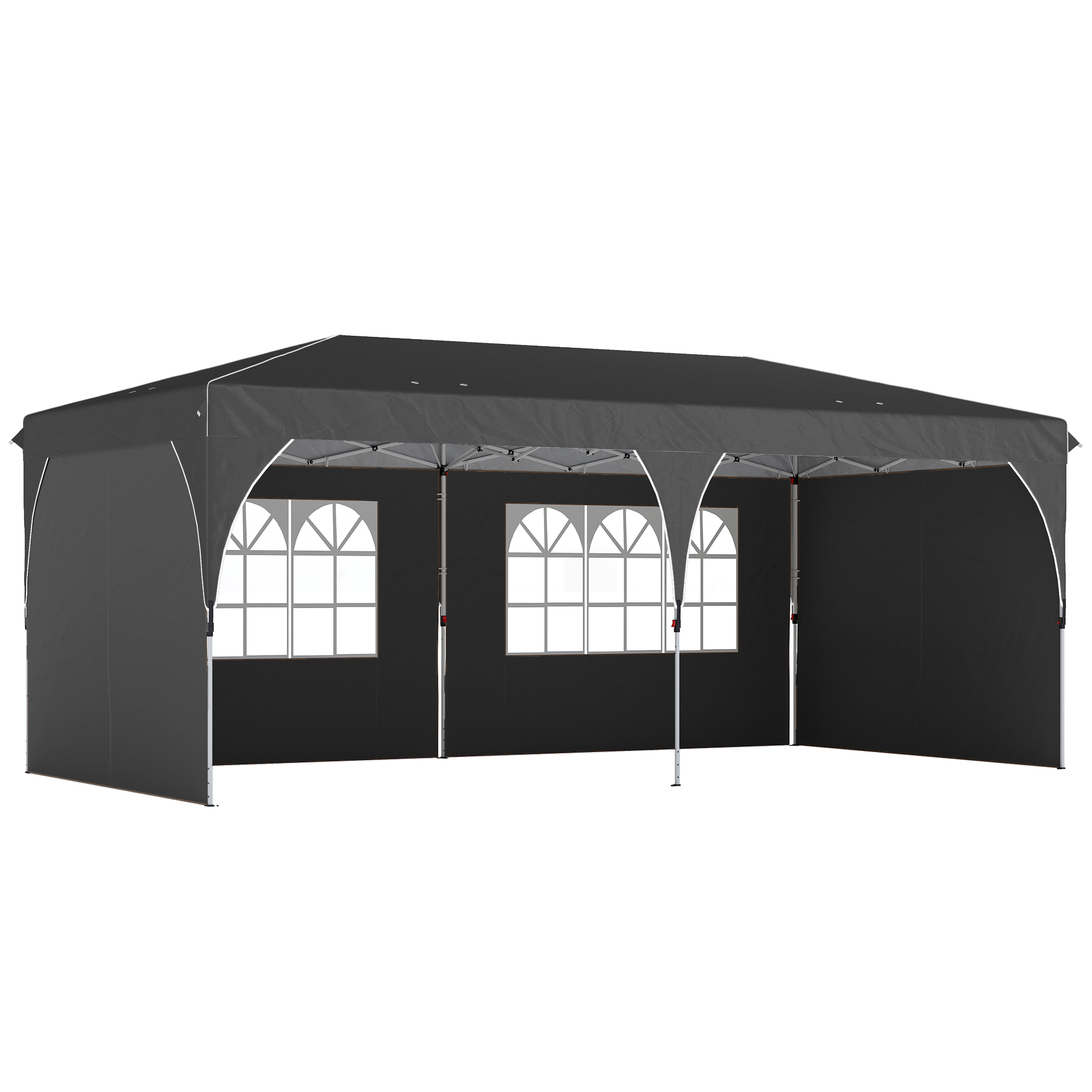 Outsunny Carpa Plegable 6x3 m con Tiras Reflectantes UPF 50+ Fácil Montaje Sistema Central de Bloqueo Impermeable Gris Oscuro