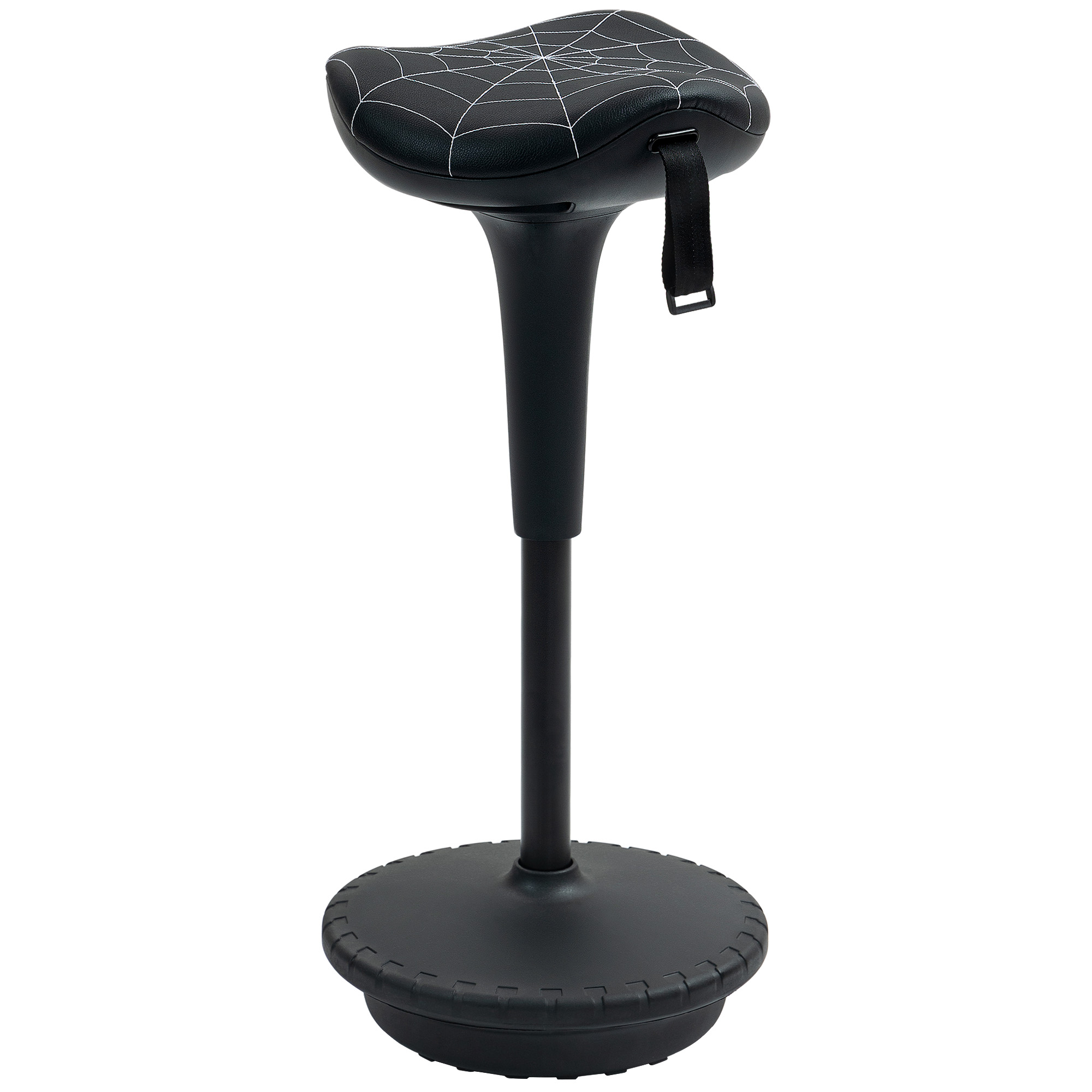 Vinsetto Bureaustoel met draaifunctie, ergonomische kruk, in hoogte verstelbaar 65,5-83,5 cm, 120° kantelbaar, zwart