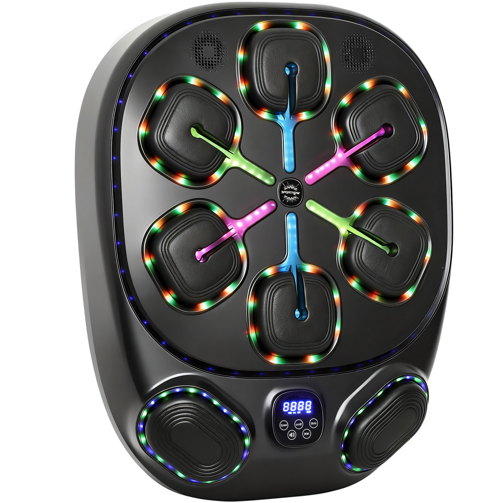 SPORTNOW Aparat de Box Muzical de Perete cu 9 Moduri și Lumini LED Multicolore, Music Boxing Machine pentru Adulți cu Conexiune Bluetooth, pentru Acas