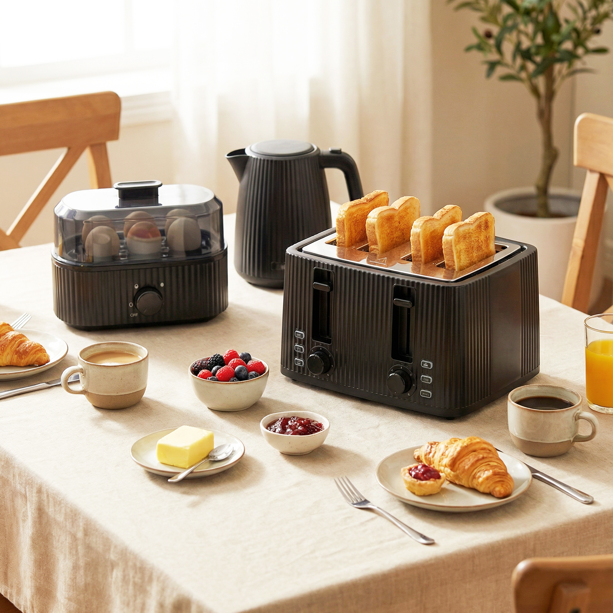 HOMCOM Wasserkocher Toaster Eierkocher Set 1,7L 2200W Edelstahl Schnell Was günstig online kaufen