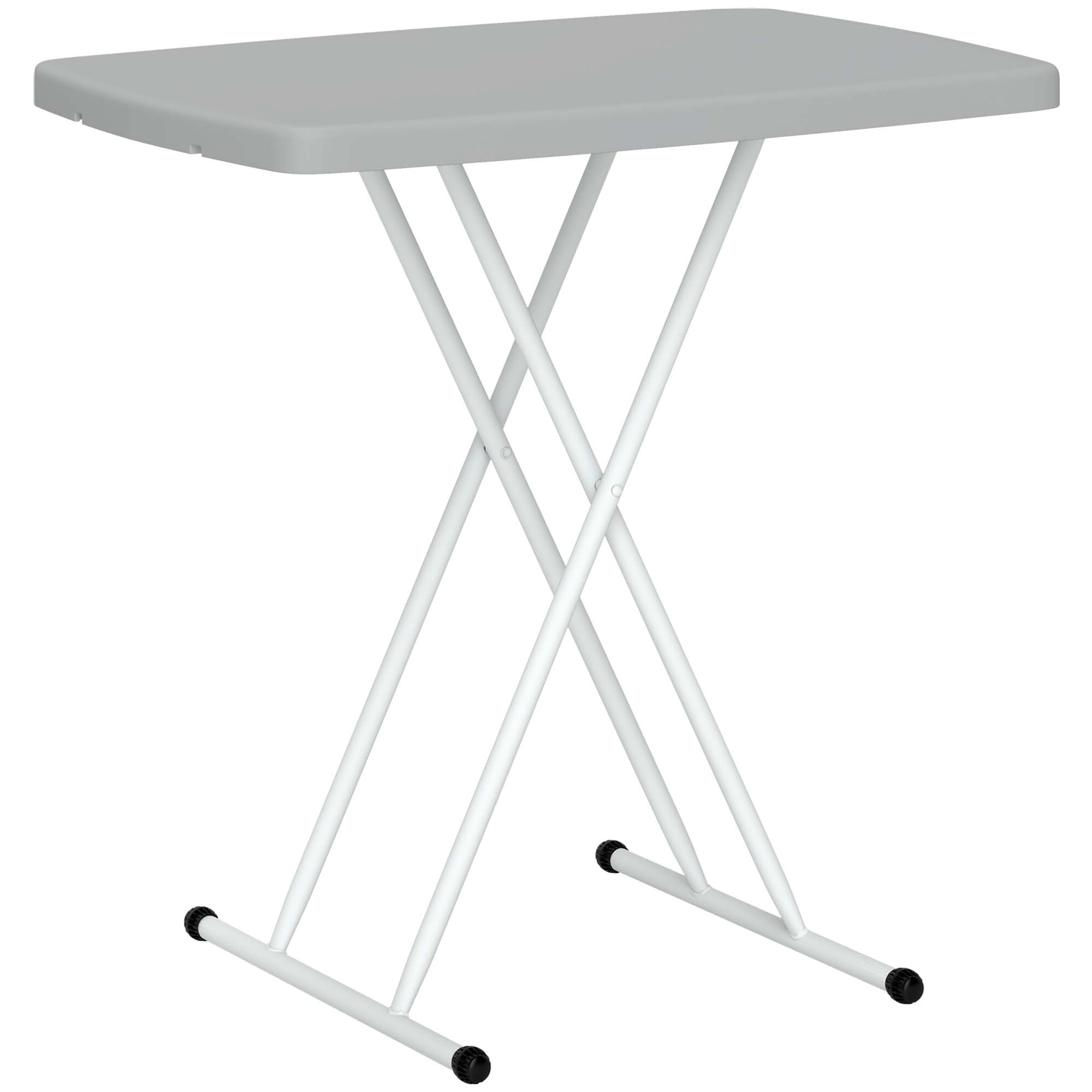Outsunny Klappbarer Gartentisch mit höhenverstellbarer Funktion, Beistelltisch für den Außenbereich mit HDPE-Platte, Metallgestell, für Balkon und Terrasse, 76x50x74 cm, Dunkelgrau Aosom