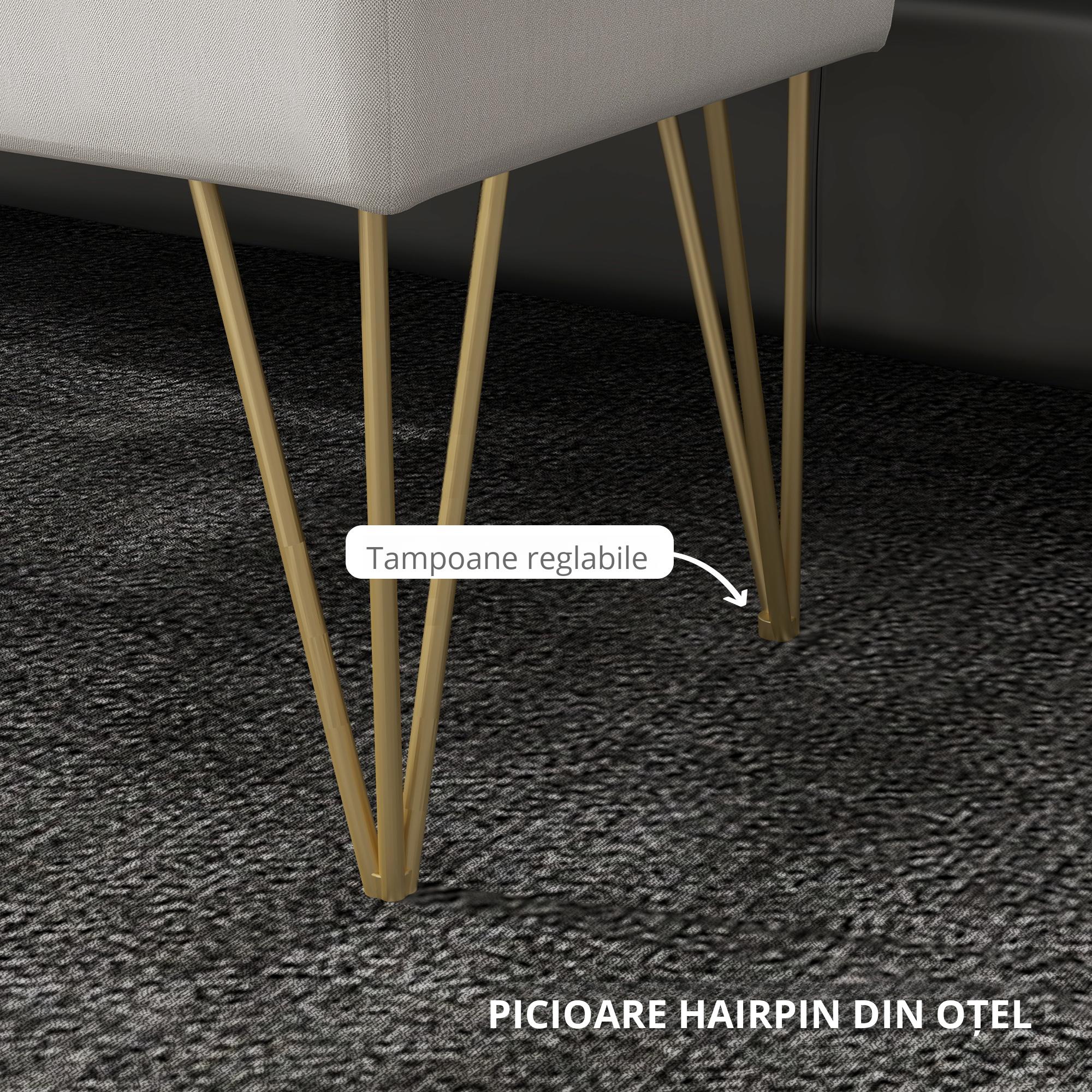  Bancuta Otoman 100 cm - Tapitata cu Depozitare & Picioare Elegante [4]