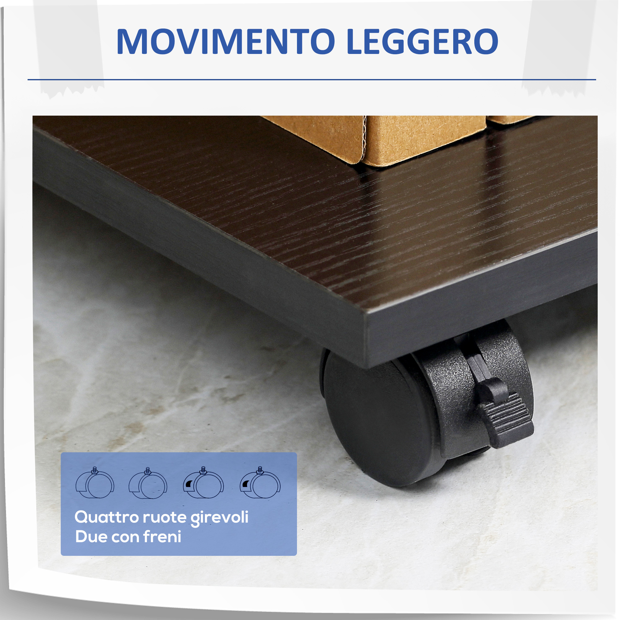 Supporto Mobile Per CPU E Stampante Con Ruote Furinno | 2 Ripiani | Sotto Scrivania | CARB Composite | Nero