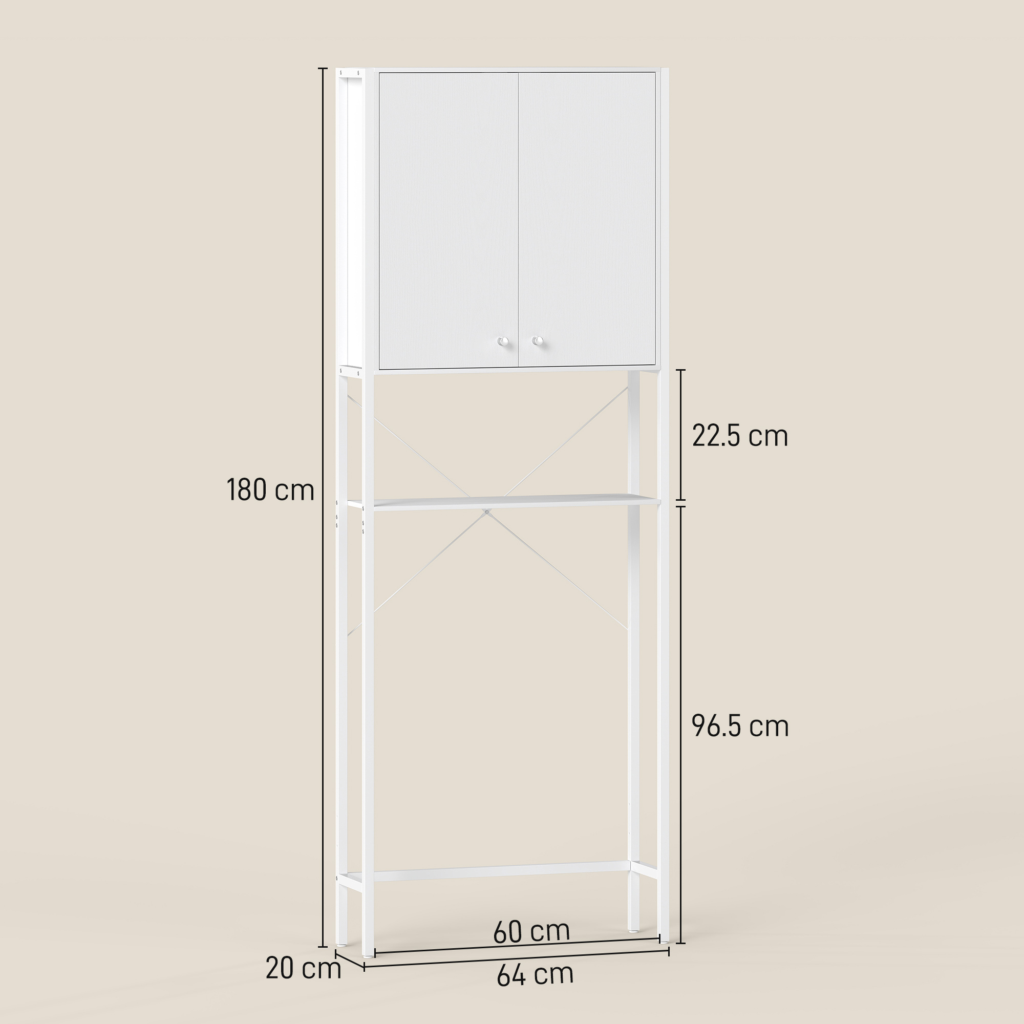 GODARM Scaffale sopra Lavatrice Salvaspazio Regolabile in Lunghezza e Altezza 3 Ripiani Mensola per Bagno in Metallo Mobile Toilettes WC Organizzatore Scaffali (Color : White