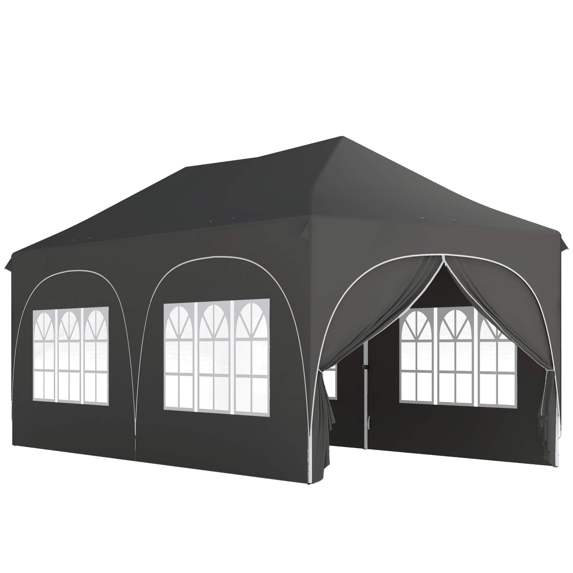 Outsunny Carpa Plegable 6x3 m Pop-up con 4 Laterales Desmontables Altura Ajustable y Bolsa de Transporte Gris Oscuro
