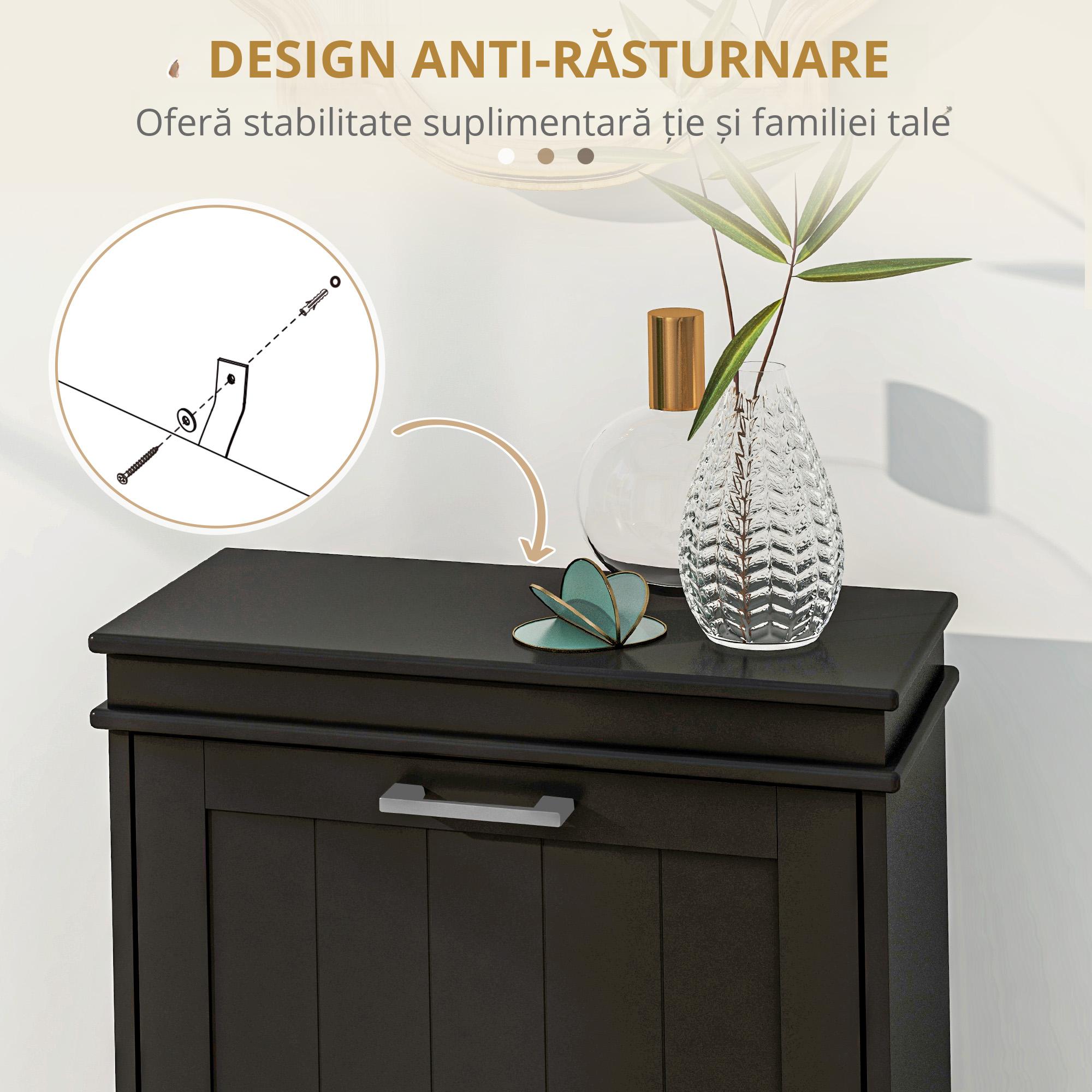  Dulap pentru Pantofi cu 2 Sertare pentru 10 Perechi de Pantofi, Mobilier cu Raft Reglabil, 54x24x82,5 cm, Negru [6]