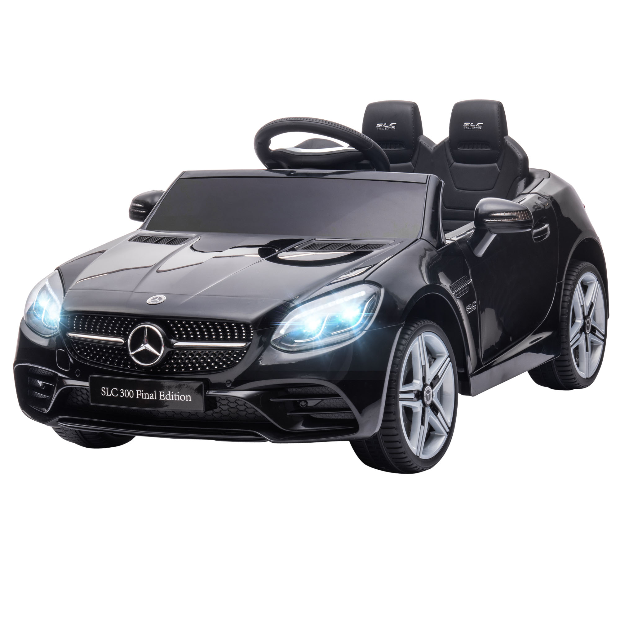 AIYAPLAY elektrische kinderauto, met veiligheidsgordel, 3-5 kmu, met afstandsbediening voor kinderen 3-6 jaar, 107 x 62,5 x 44 cm, Zwart | Aosom.nl