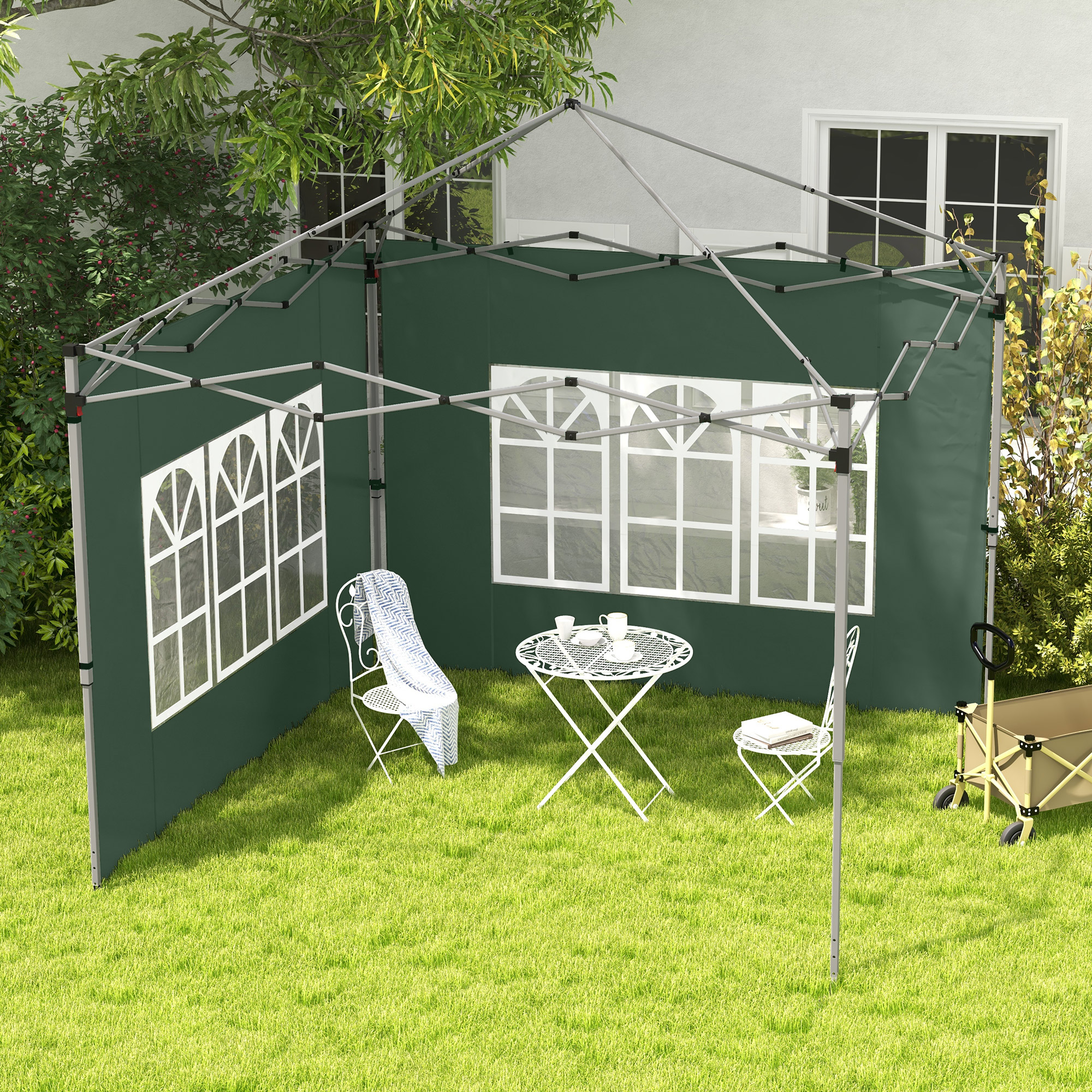 Outsunny 2er-Set Seitenteile für Pavillon 3x3/3x4 m, Seitenwand mit Fenster günstig online kaufen