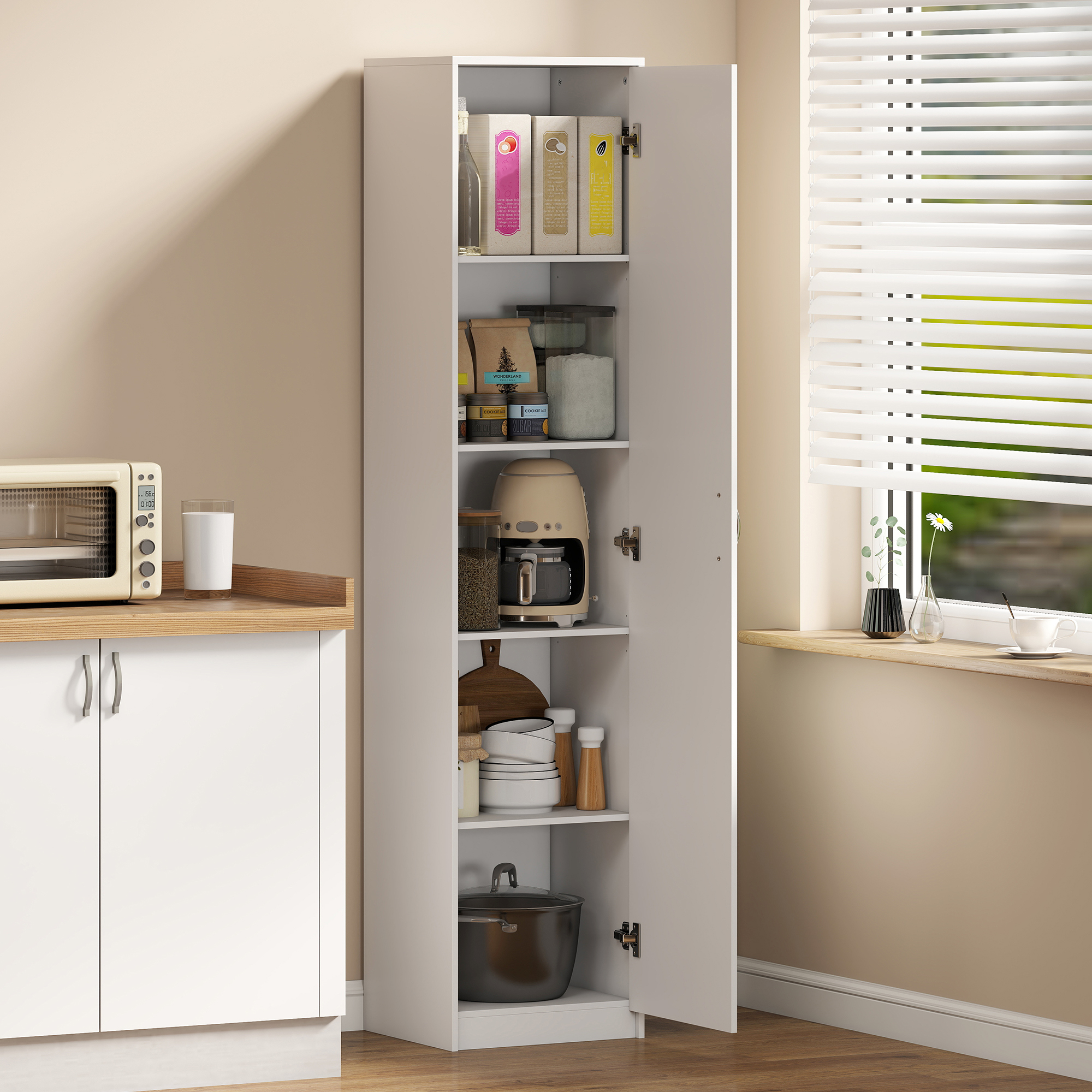 HOMCOM Küchenschrank Buffetschrank mit 1 Tür Hochschrank mit Verstellbaren günstig online kaufen