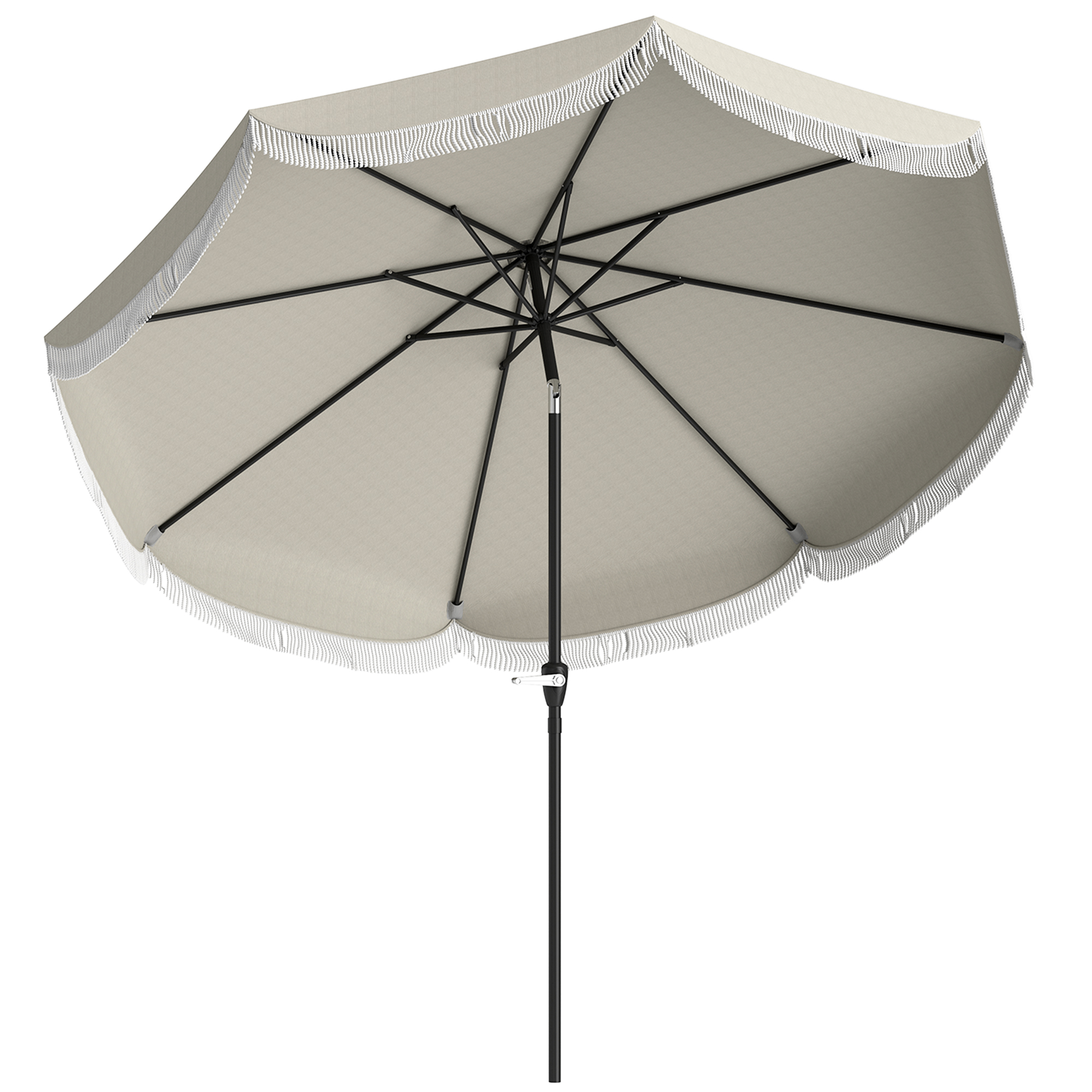 Outsunny Sonnenschirm Garten Neigbar 2,7x2,7 m mit Kurbel, Runder Außenschirm mit 8 Streben, Metall und Polyester, für Hof/Balkon, UV 30+, Hellgrau Aosom