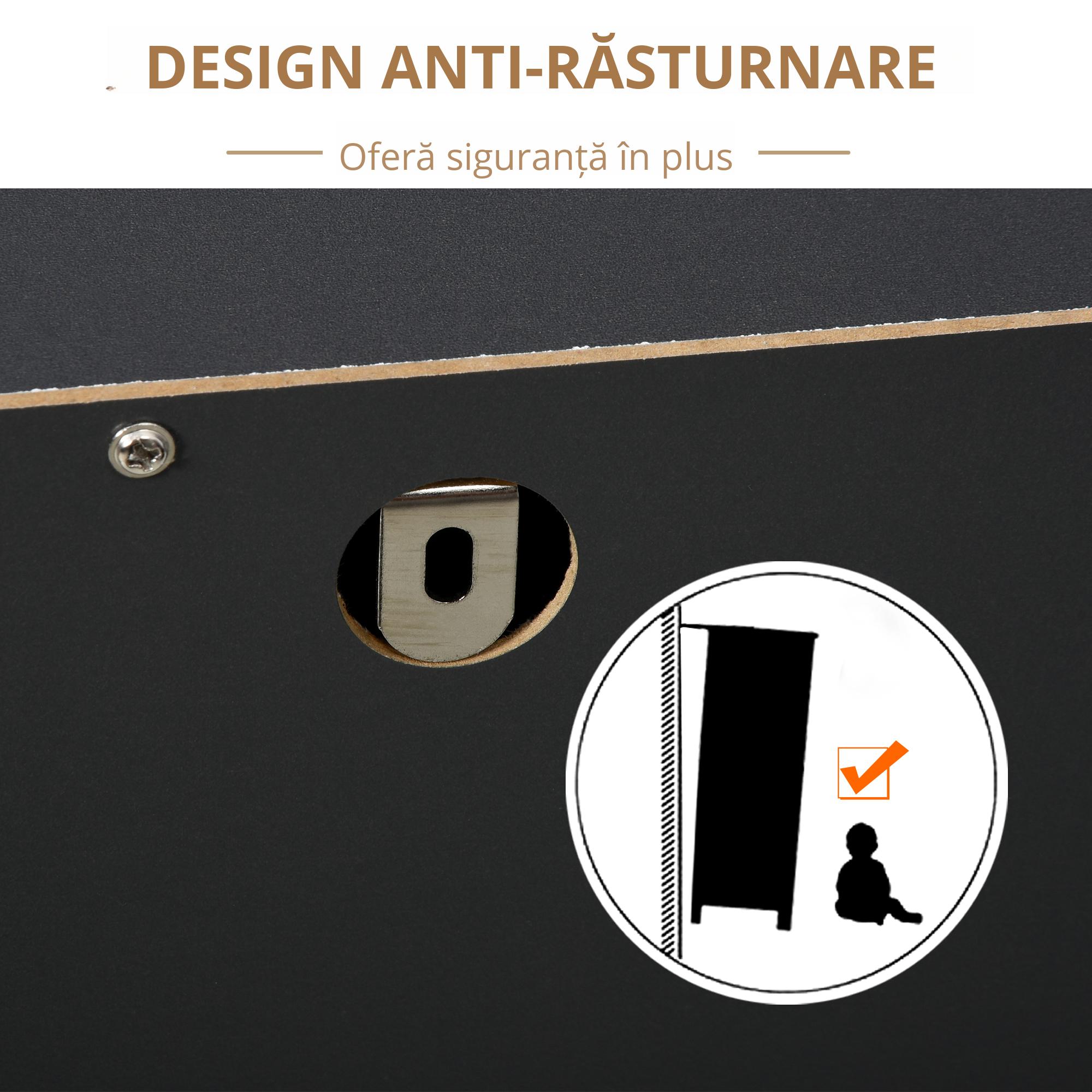  Noptiera din Lemn cu 5 Sertare, Picioare Ridicate din Pin, Gri Inchis [6]