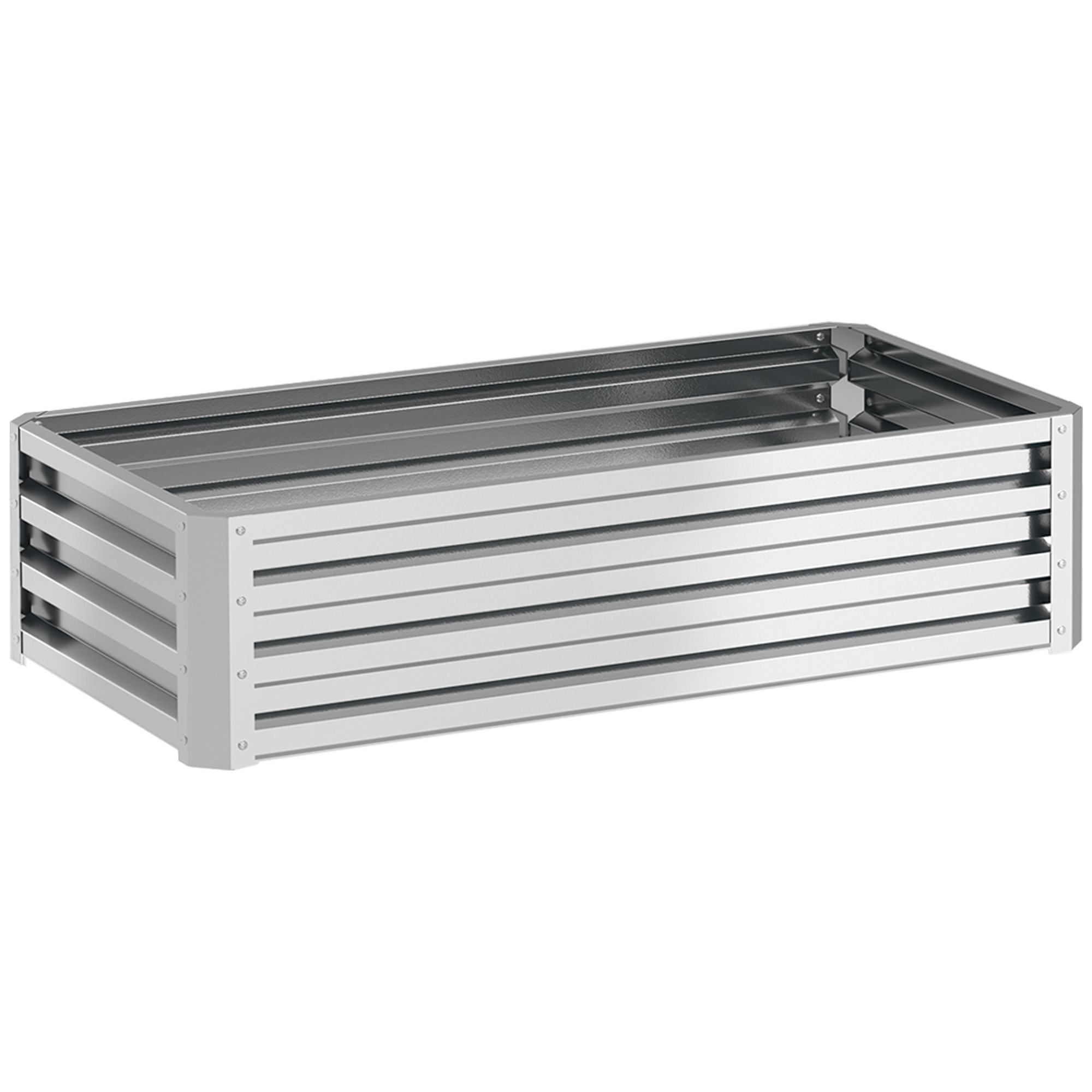 Outsunny Jardinera Elevada Rectangular de Acero Galvanizado para Cultivar Plantas Flores Hierba 120x60x30,5 cm Plata   Aosom España