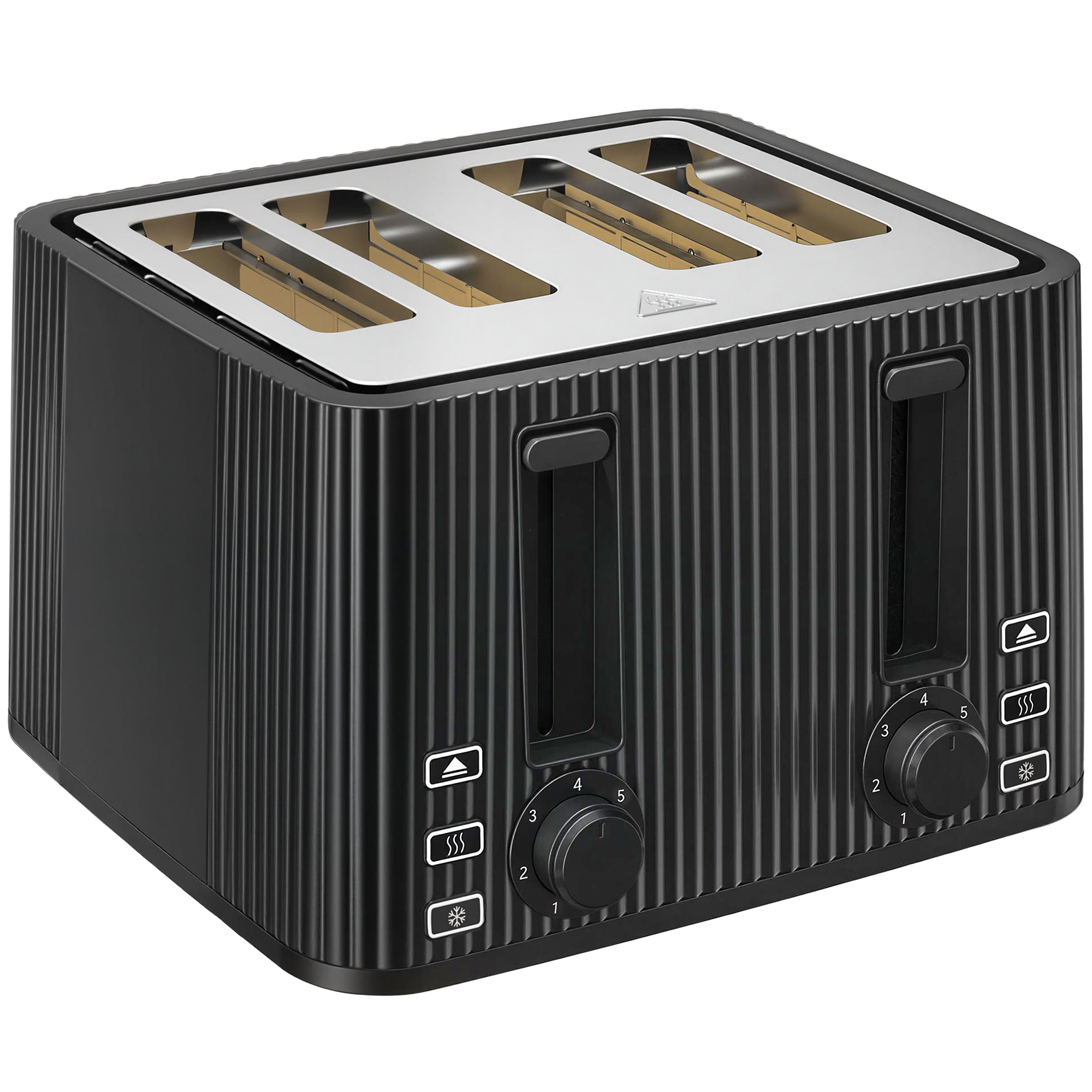 HOMCOM Tostadora 4 Ranuras Anchas 7 Niveles de Tostado Función Descongelar Recalentar y Cancelar Bandeja Extraíble Negro