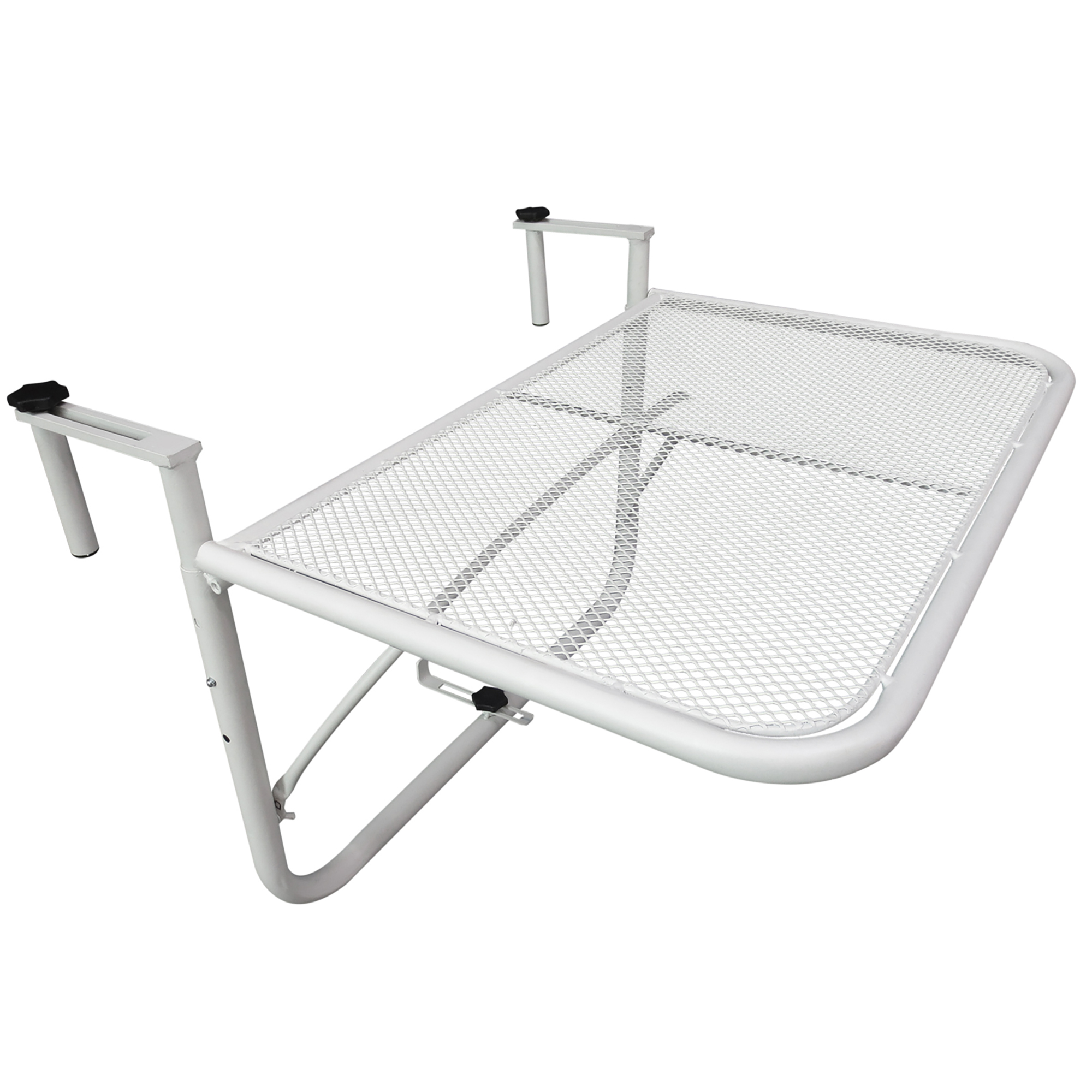 Outsunny Stolik Balkonowy Tarasowy Wiszący Z Regulacją Wysokości Kwadratowy Metal Biały 60 X 56,5 X 45 Cm (Dxsxw)