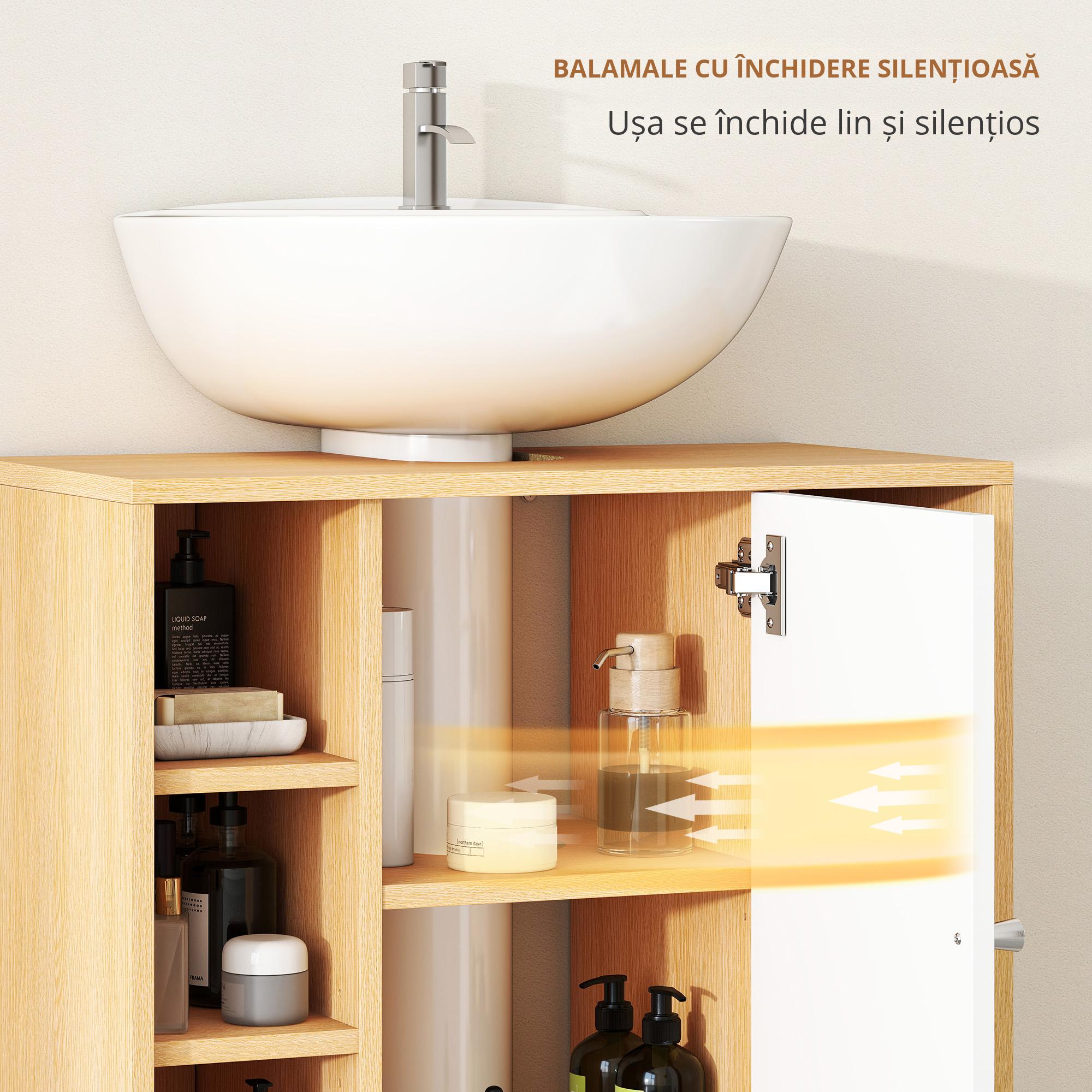  Dulap Sub Chiuveta cu 2 Usi cu inchidere Lenta si 6 Rafturi Lemn natural [5]