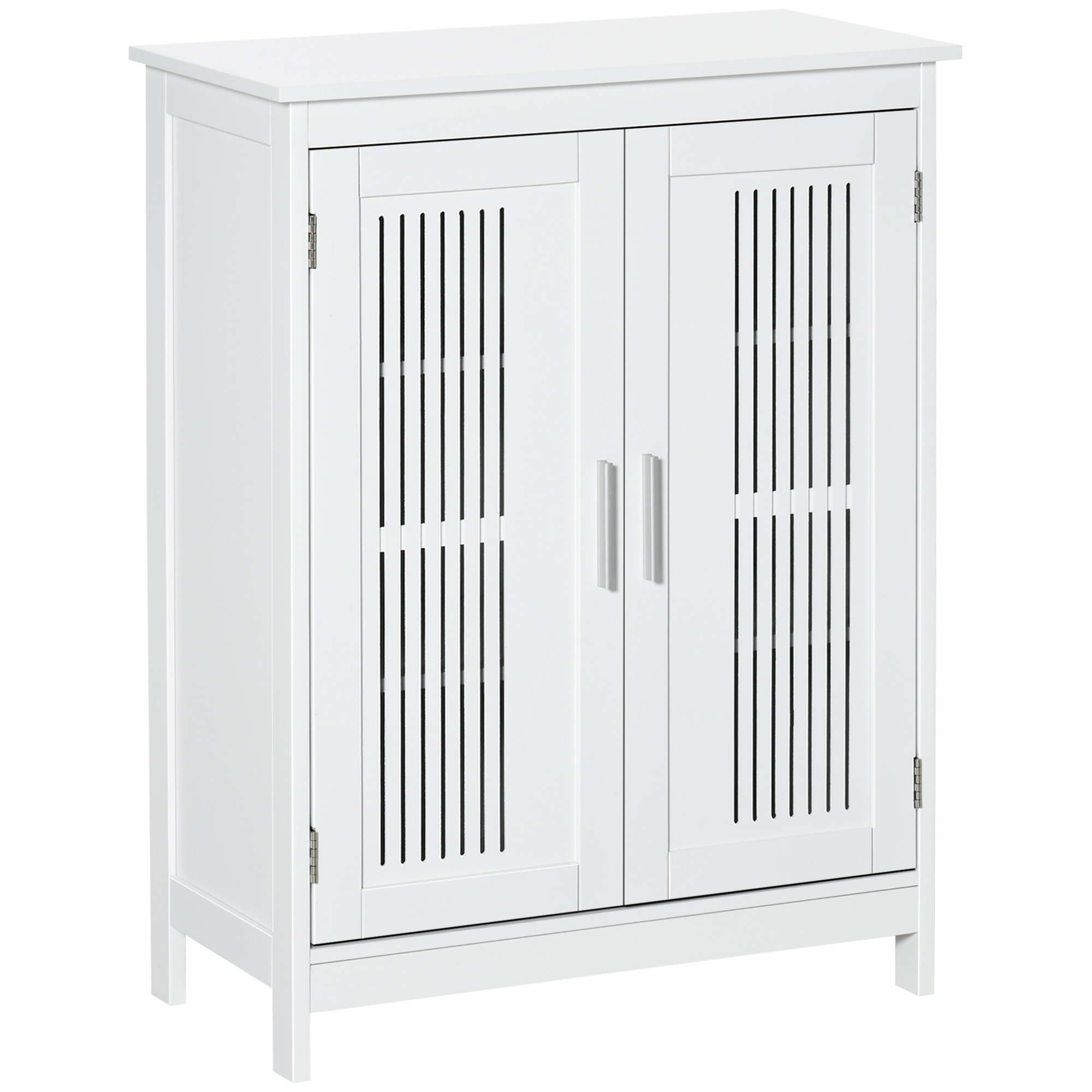 kleankin Mueble de baño, armario para baño de pie de 3 niveles, doble puerta y estante ajustable, 60x30x80cm, blanco