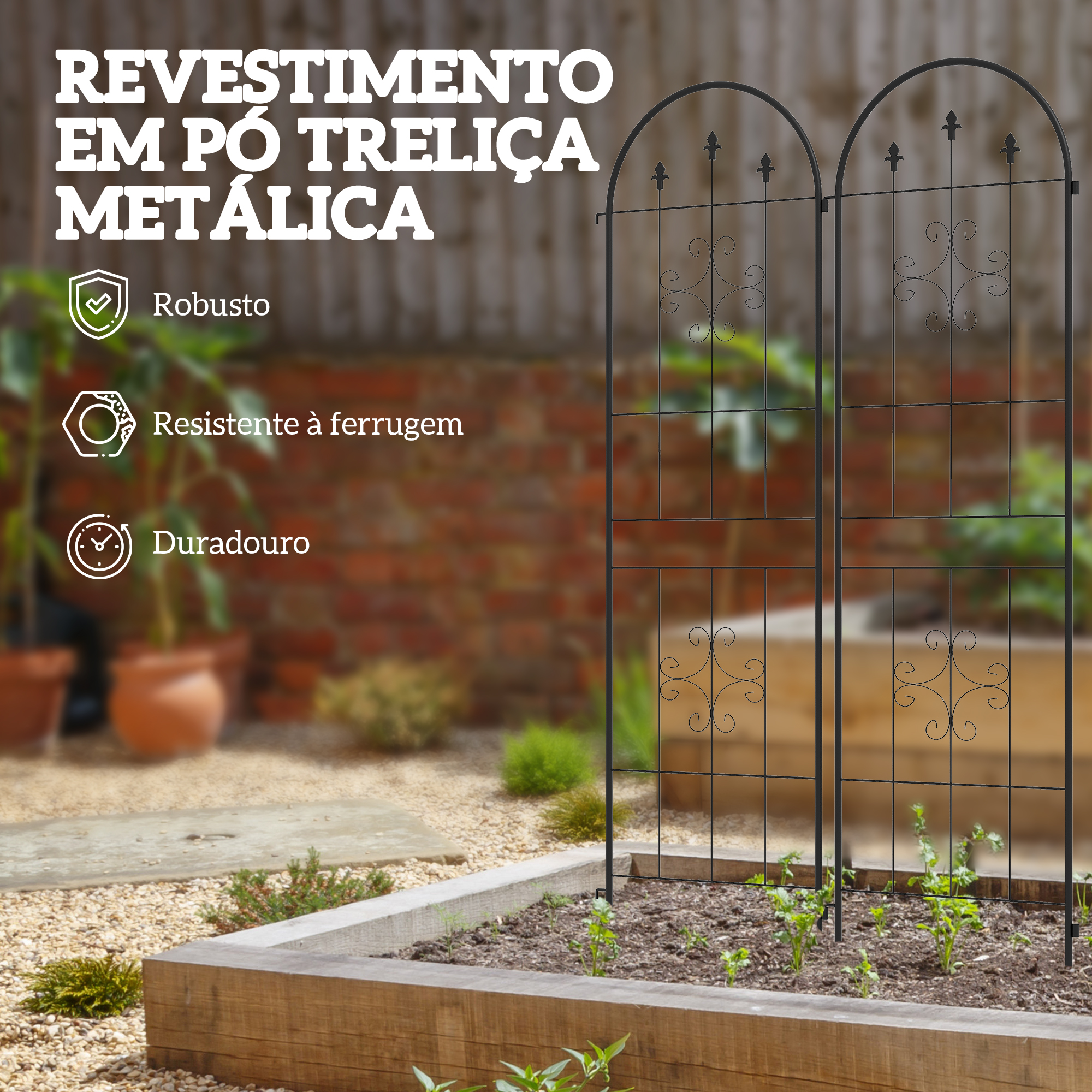 Outsunny Conjunto de 2 Treliças de Jardim Suportes para Trepadeiras de ...