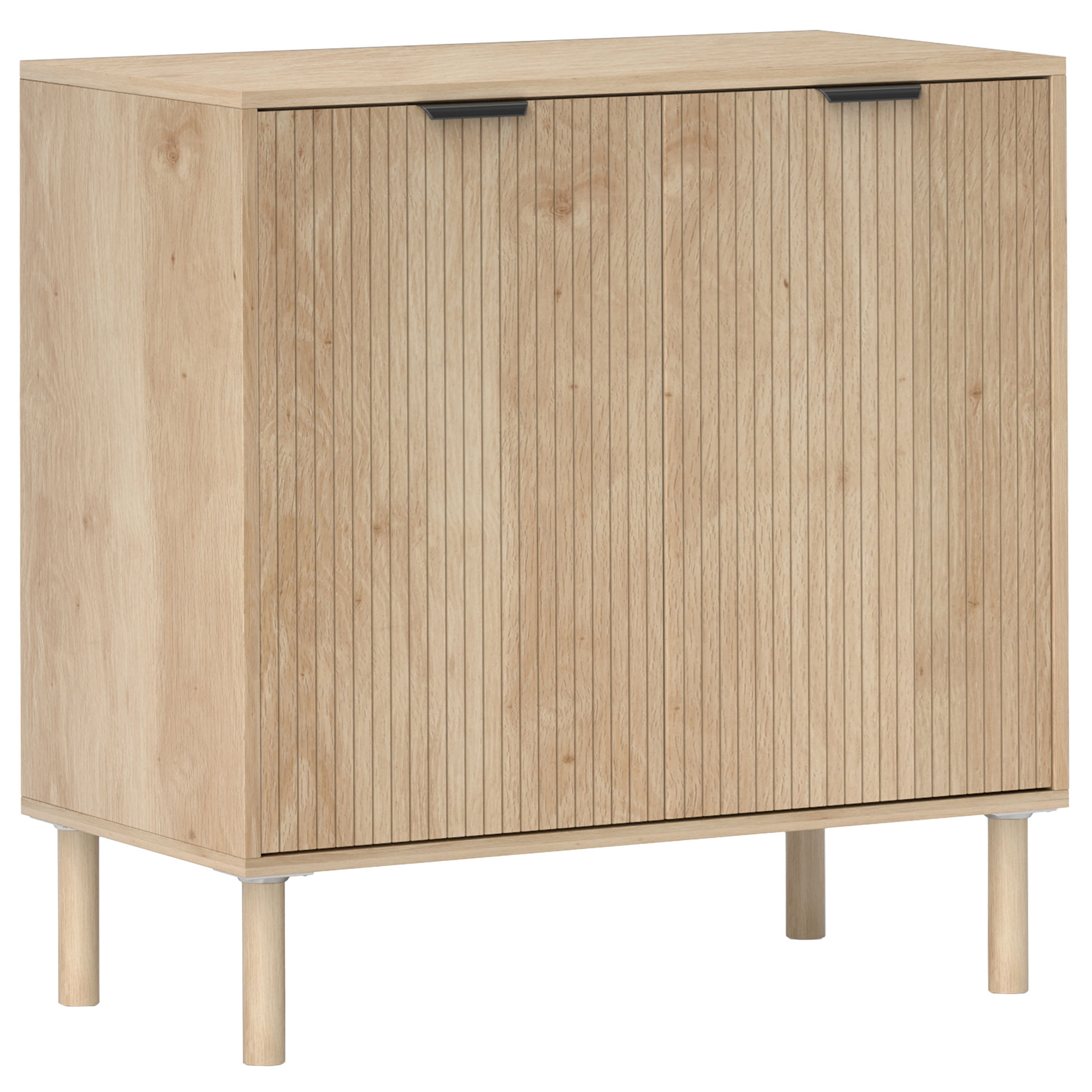 HOMCOM Aparador de Salón Aparador con Estante Ajustable 2 Puertas Sistema Anti-vuelco y Patas de Madera 78x40x77,5 cm Roble