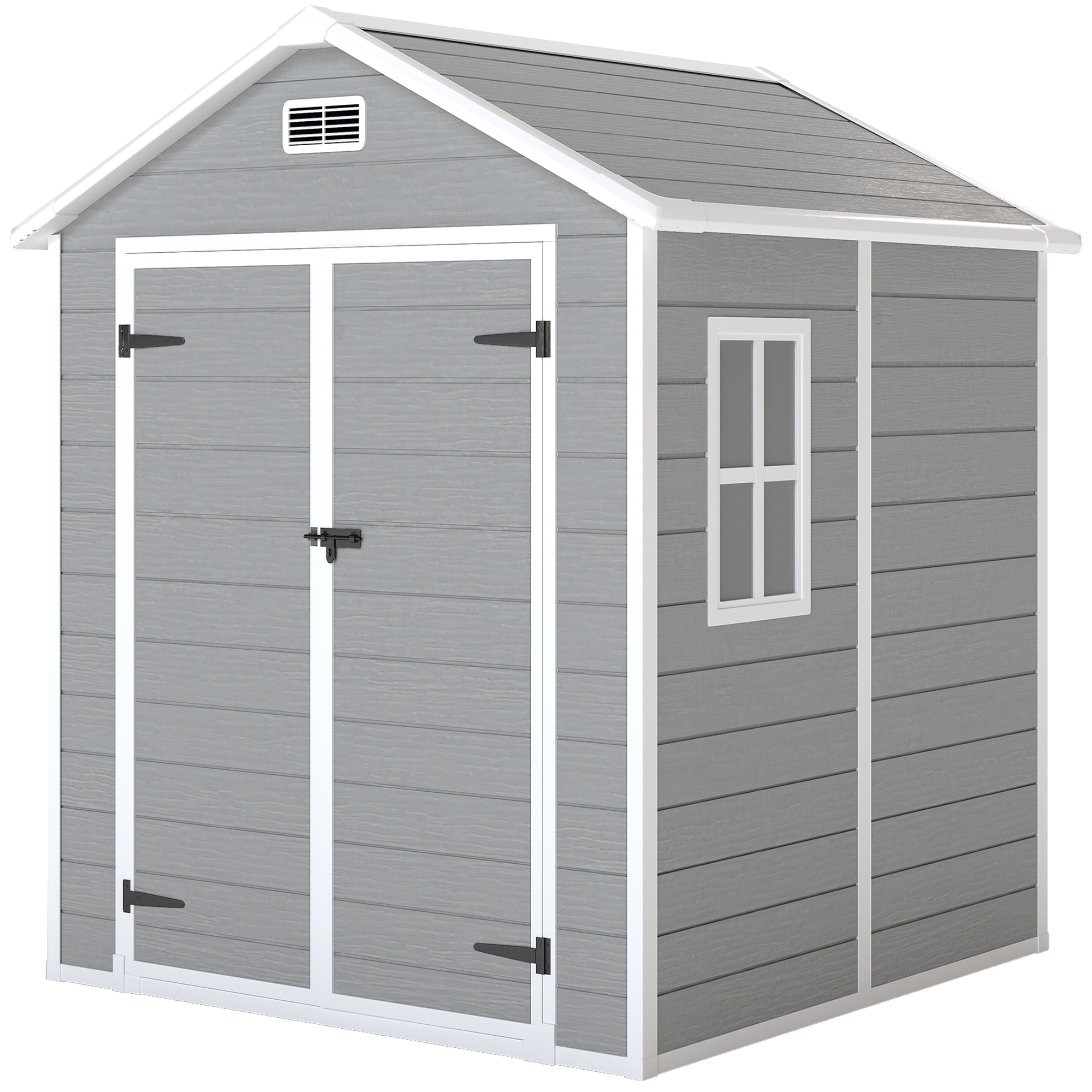 Outsunny Caseta de Jardín Exterior 182x151x219 cm con Suelo Puerta Cerrada y Techo Inclinado para Almacenar Herramientas Gris