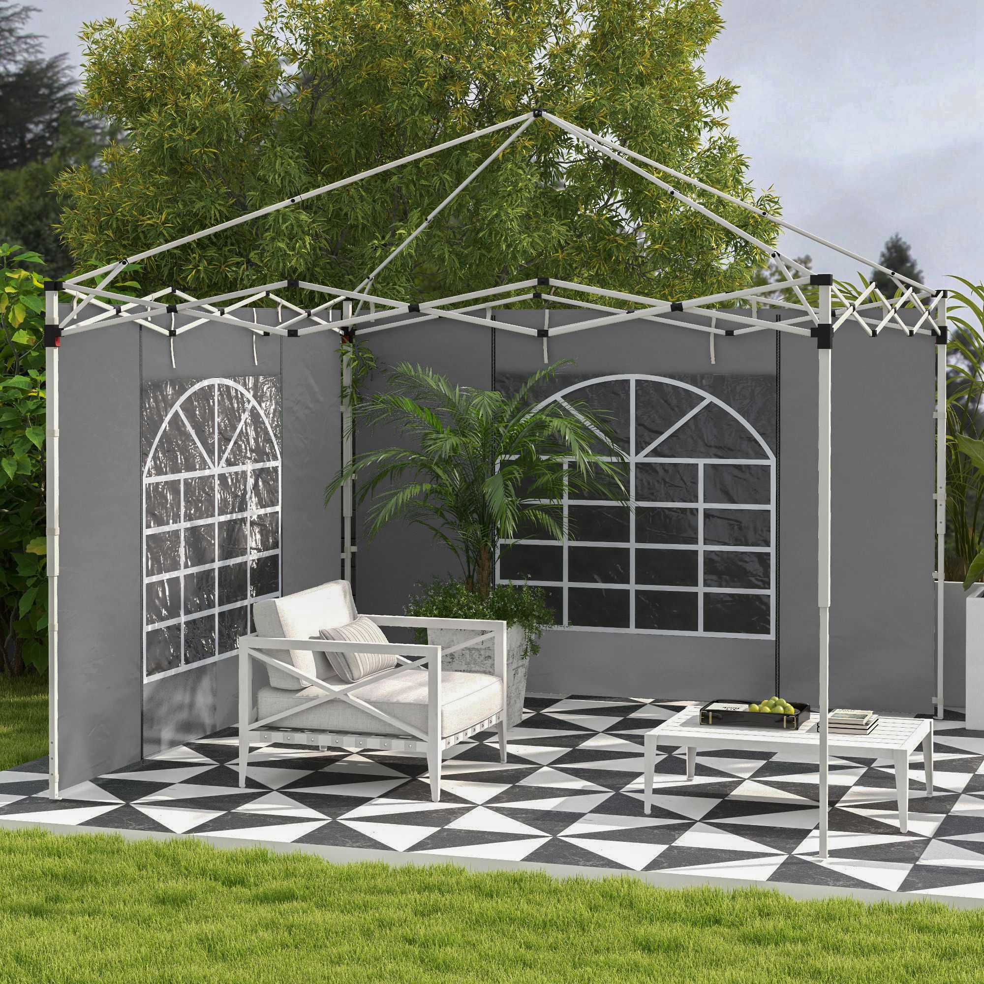 Outsunny 2er-Set Seitenteile für Pavillon 3x3/3x6 m, Seitenwand mit Fenster günstig online kaufen