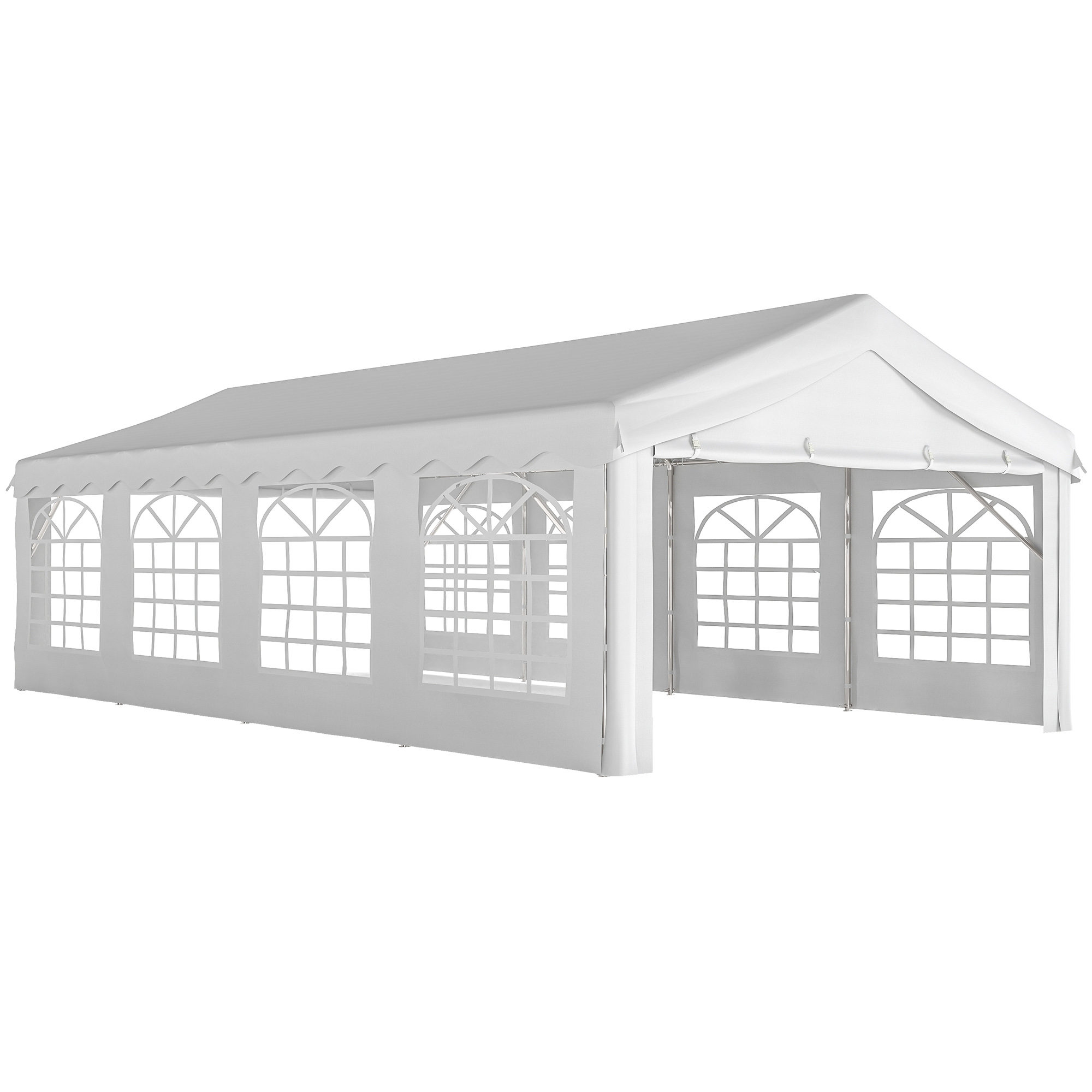 Outsunny Carpa para Fiestas 4x8 m Carpa de Jardín con Paredes Extraíbles Puerta y Ventanas UPF50+ para Boda Camping Blanco