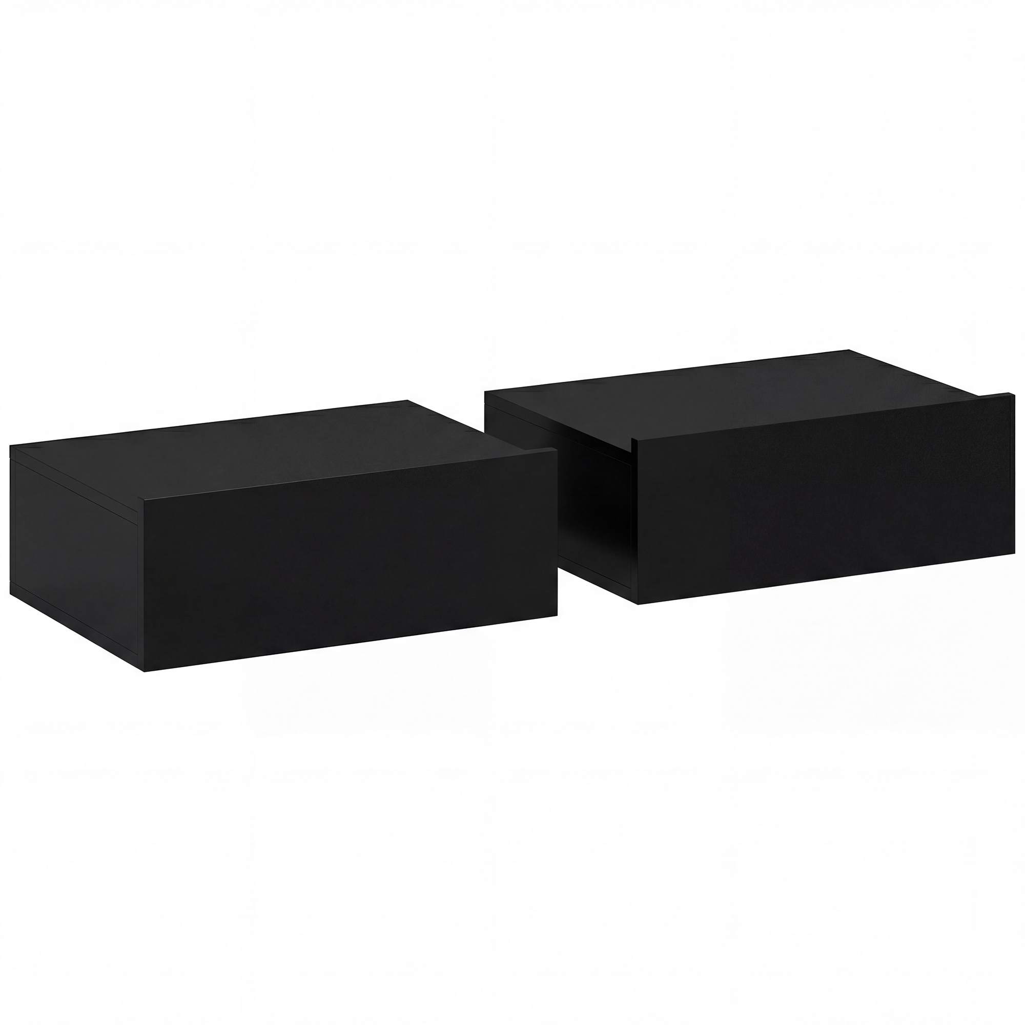 HOMCOM Set de 2 Mesillas de Noche de Pared Mesitas de Noche Flotantes con 1 Cajón para Dormitorio 40x30x15 cm Negro