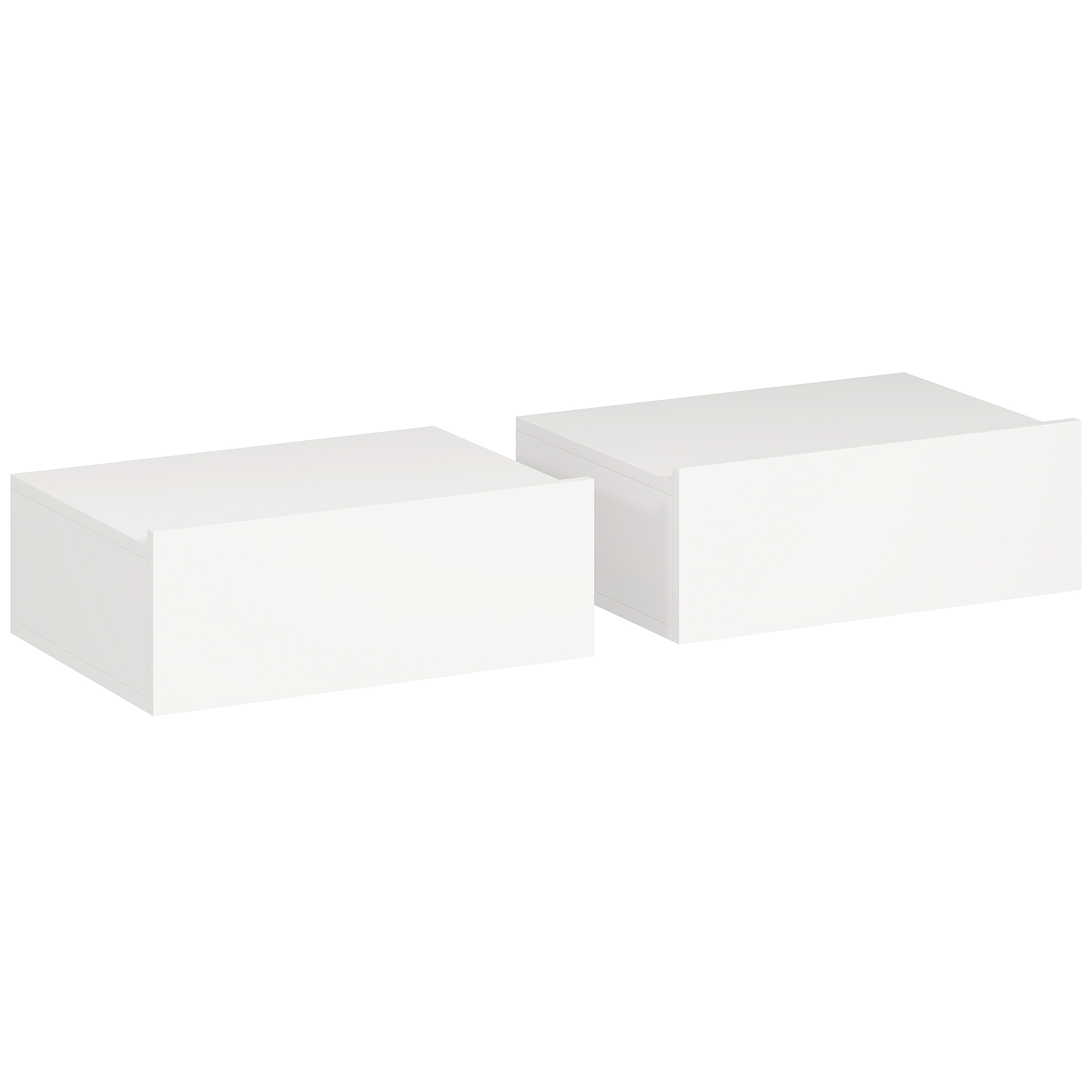 HOMCOM Set de 2 Mesillas de Noche de Pared Mesitas de Noche Flotantes con 1 Cajón para Dormitorio 40x30x15 cm Blanco