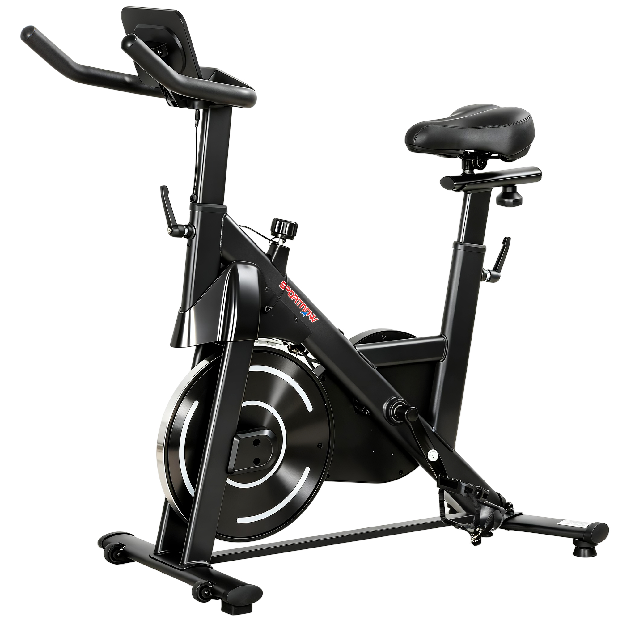 SPORTNOW Vélo d'appartement avec résistance magnétique réglable Écran LCD Selle et guidon réglables Roues Noir