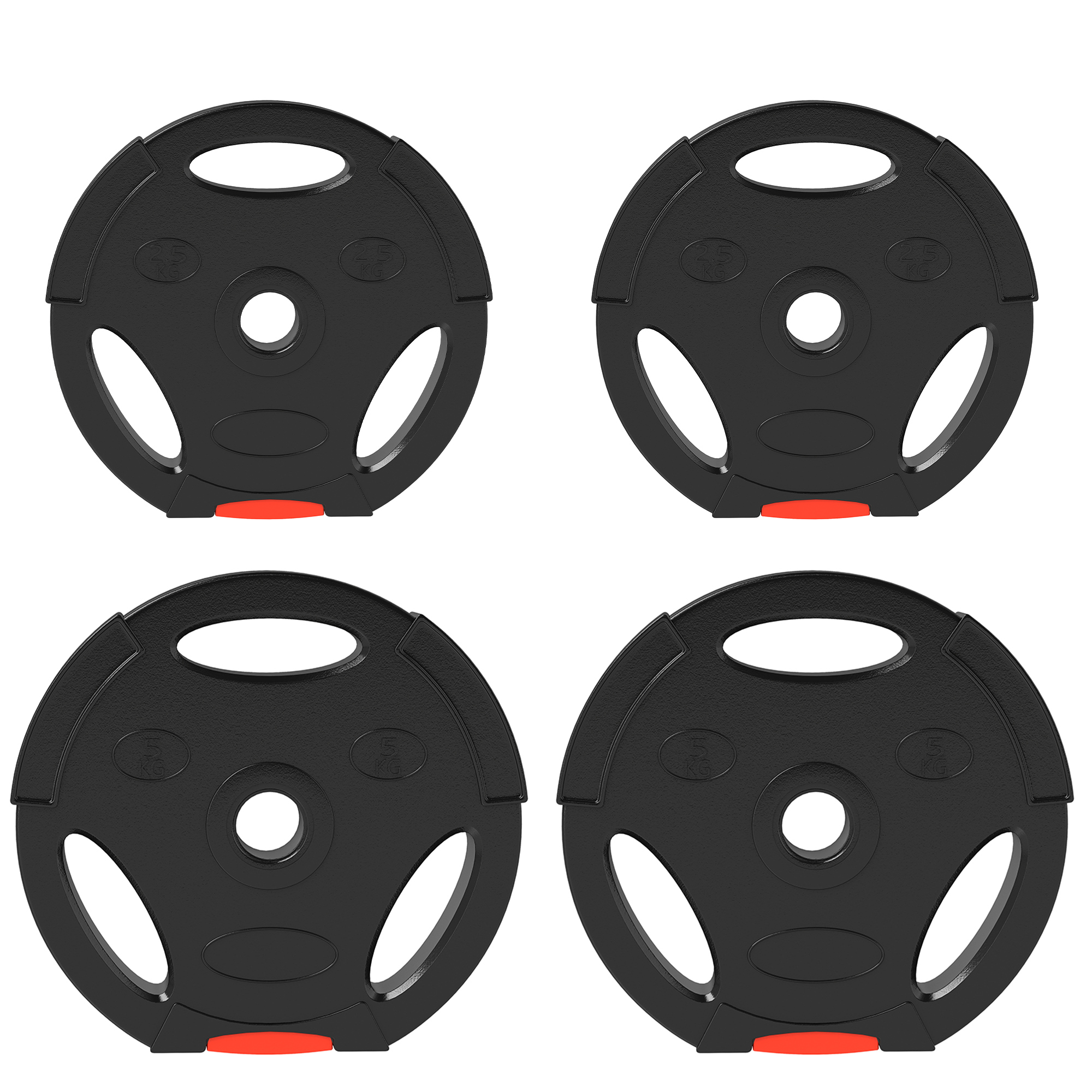SPORTNOW Zestaw 4 płyt obciążeniowych do treningu, siłowni, treningu domowego, treningu siłowego, 2 x 5 kg i 2 x 2,5 kg, Czarny