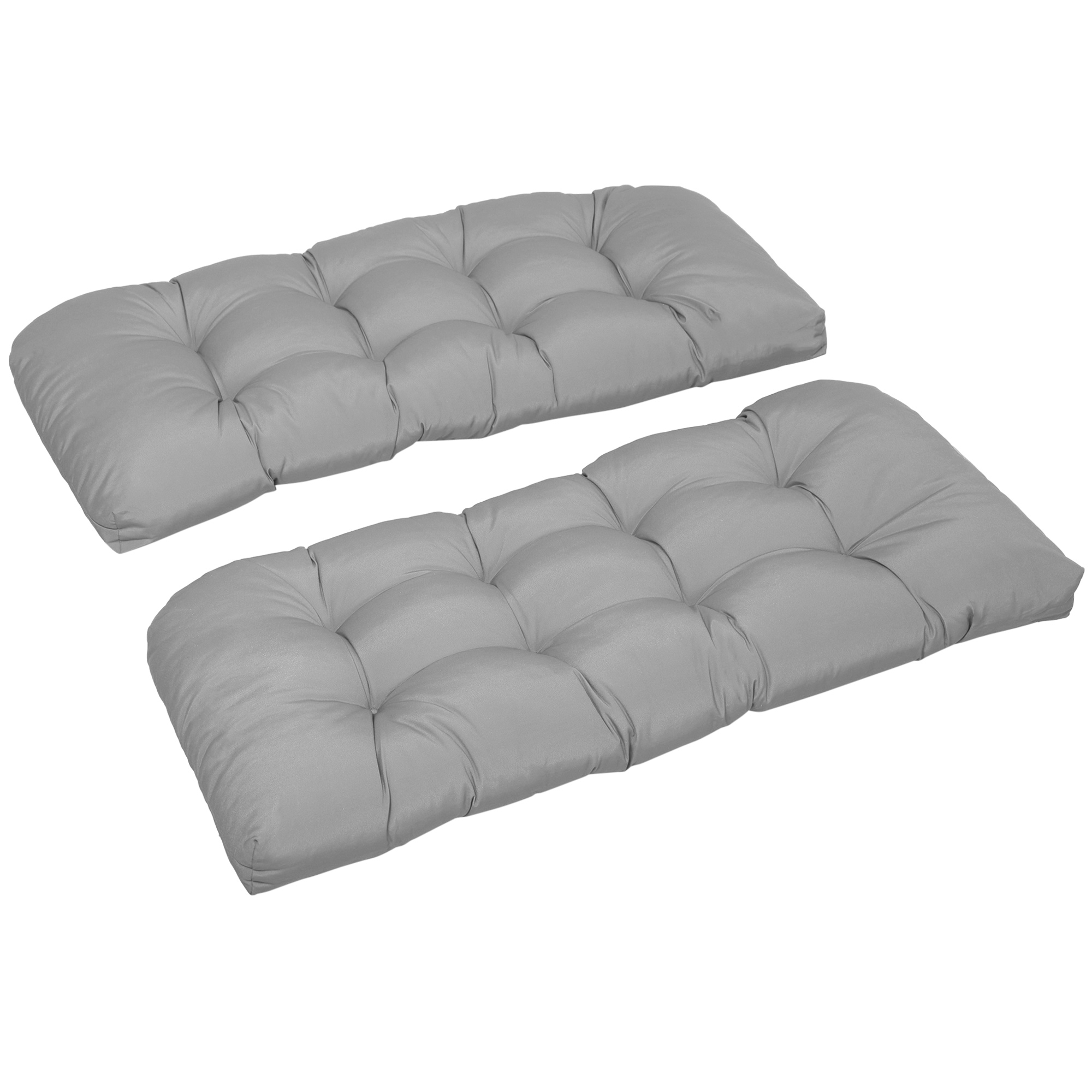 Outsunny Bankkissen für 2 Personen 110x48x8 cm Rechteckiges Sitzkissen für Innen & Außen Waschbar mit 8 Steppungen Bequemer Sitz für Stühle Sofas Grau Aosom