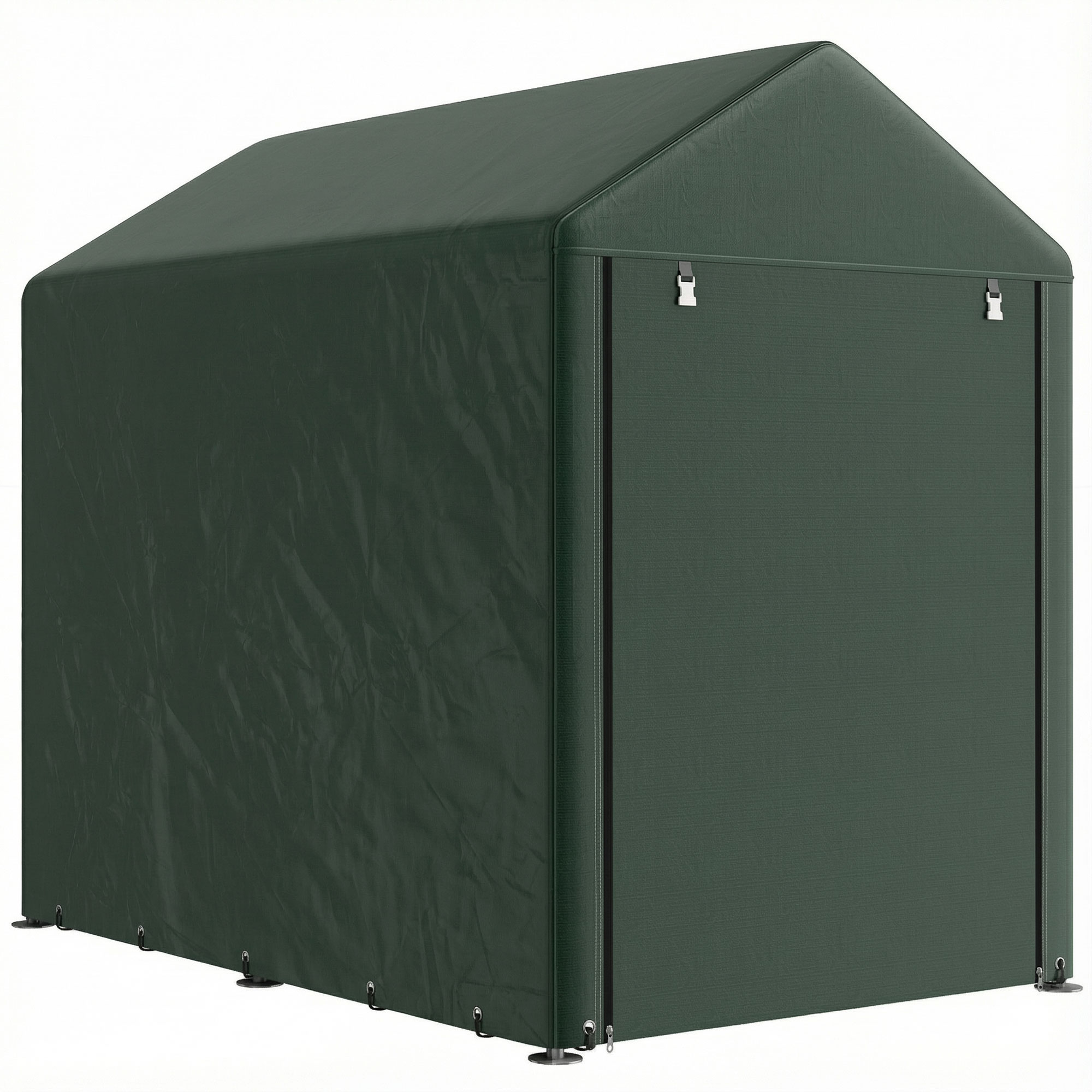 Outsunny Abri de Jardin pour Vélos 1,2x1,8x1,65 m avec 2 Compartiments Porte zippée Imperméable Anti-UV Vert