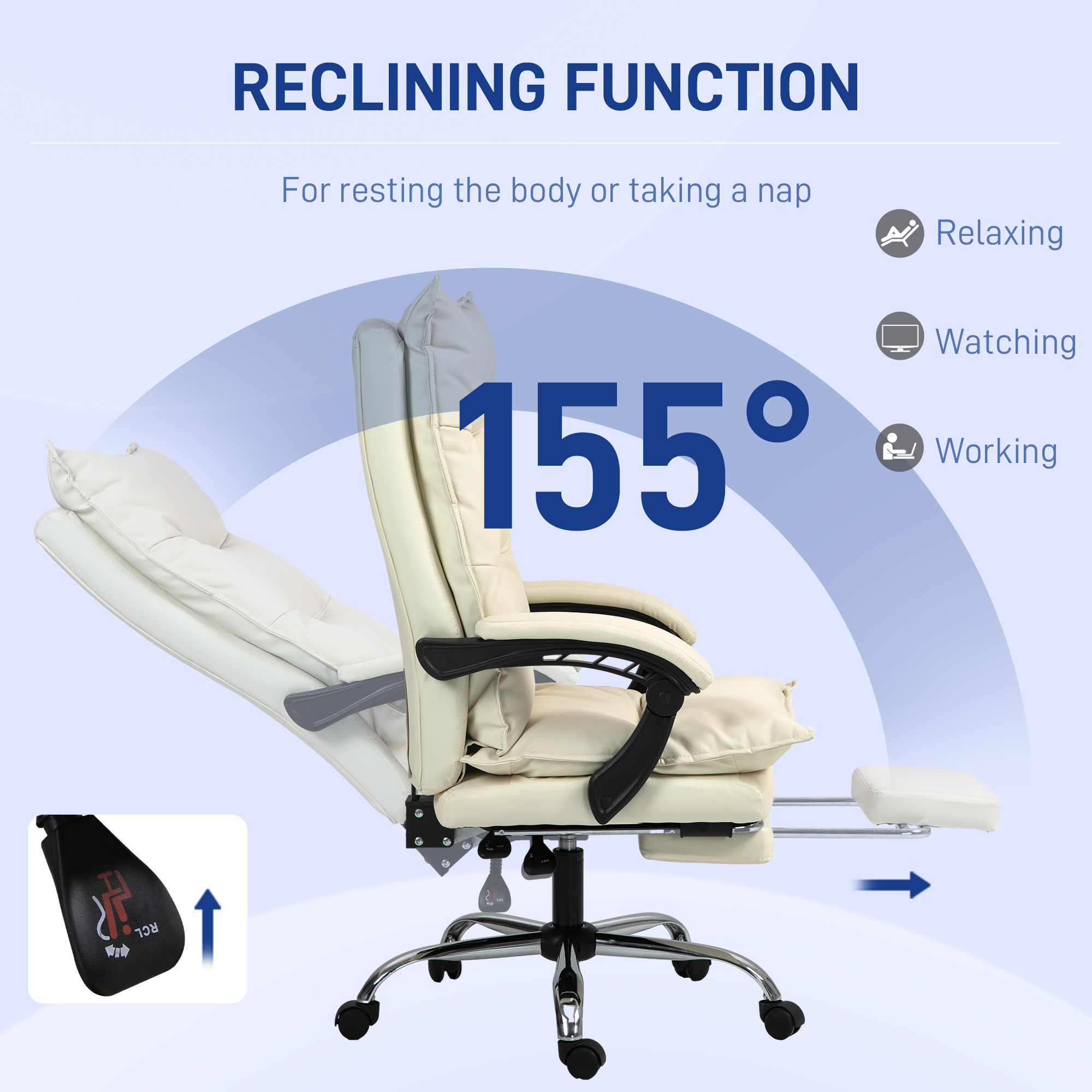  Fotoliu Birou Negru - Rabatabil, Suport Picioare & Ergonomic [4]