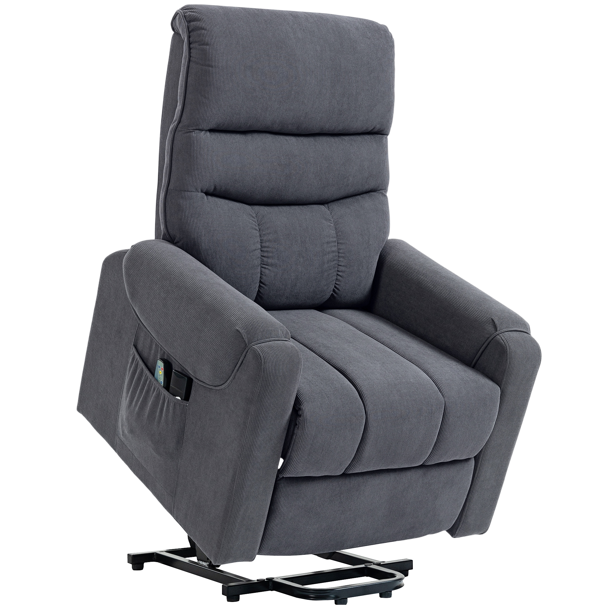 HOMCOM Sillón Levanta Personas con 8 Punto de Masaje Reposapiés Mando a Distancia y Bolsillo Lateral 83x92x110 cm Gris