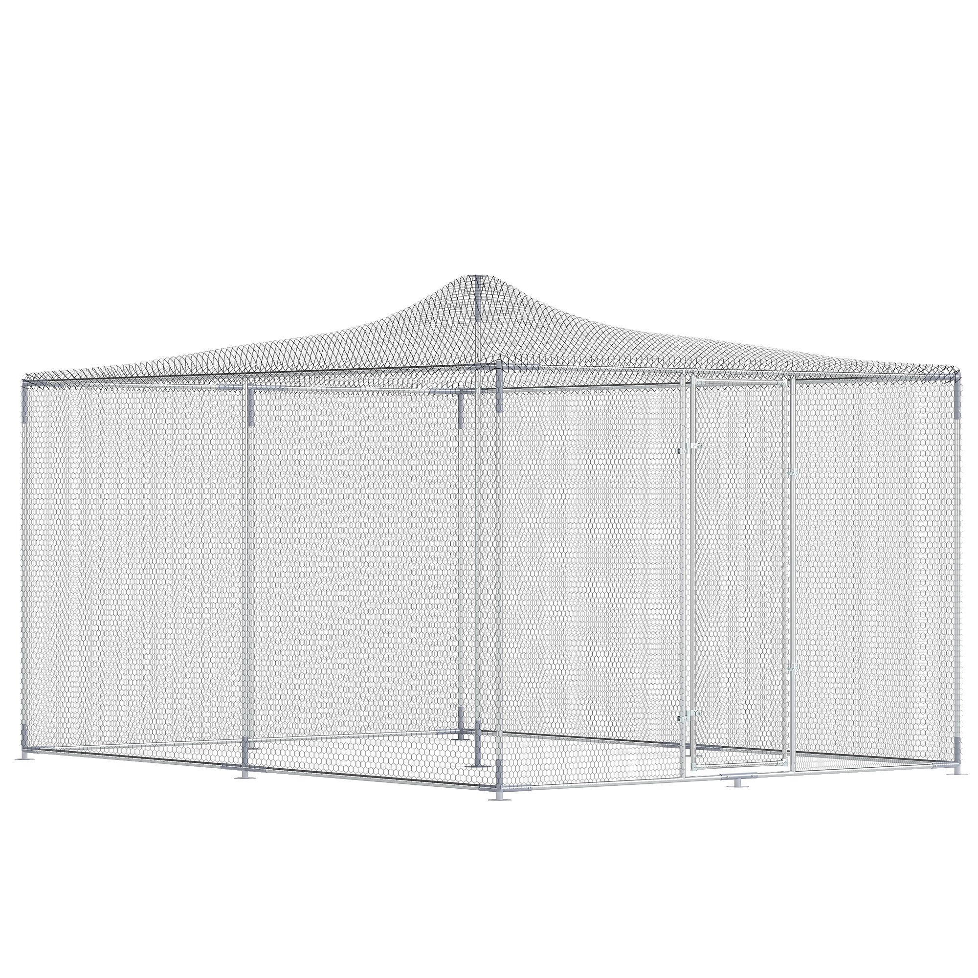 Comparer les prix de PawHut Poulailler et enclos pour animaux en acier galvanisé, 4x3x2m, gris