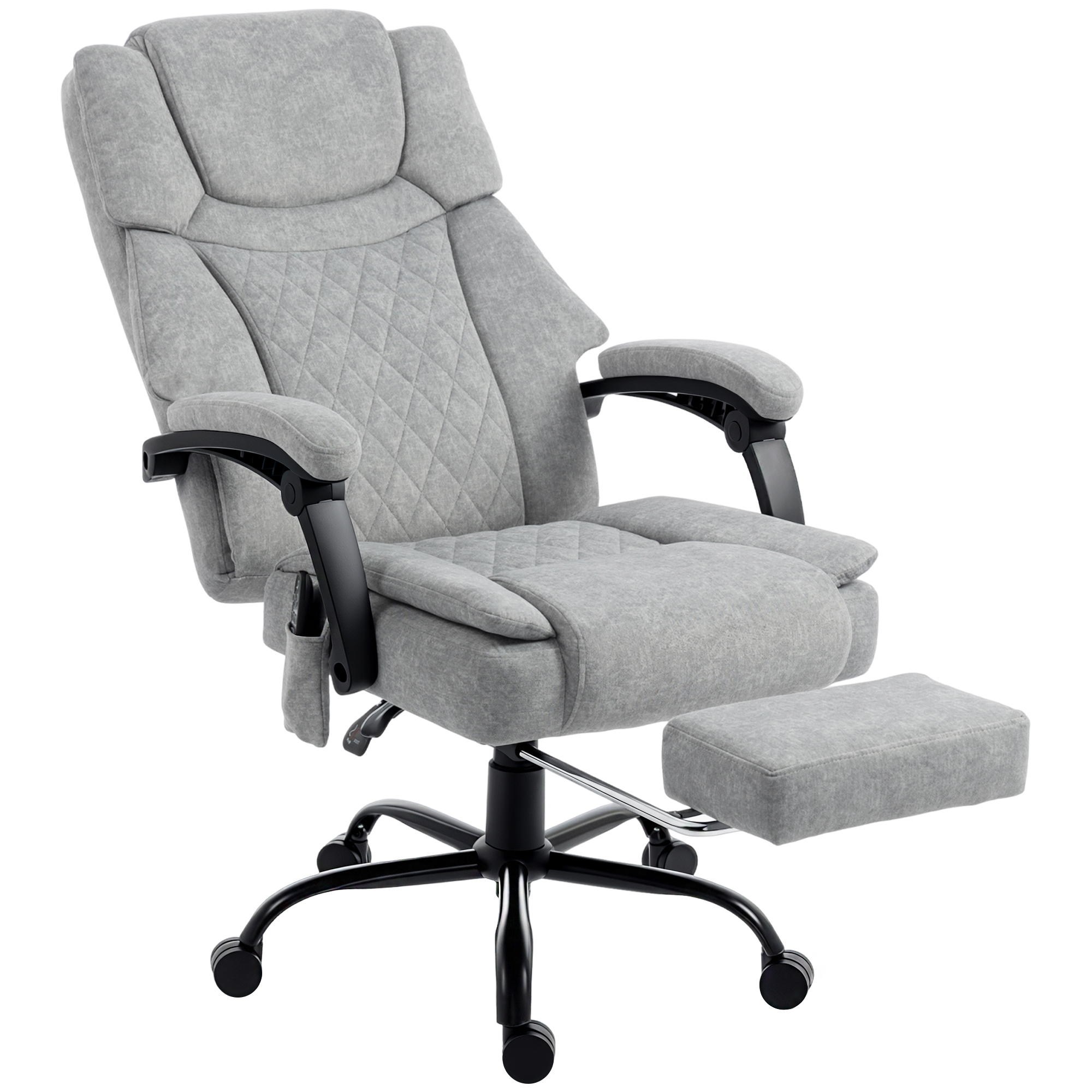 HOMCOM Silla de Oficina con Masaje, Calor y Reposapiés, 77,5x69,5x126 cm, Gris | Aosom España