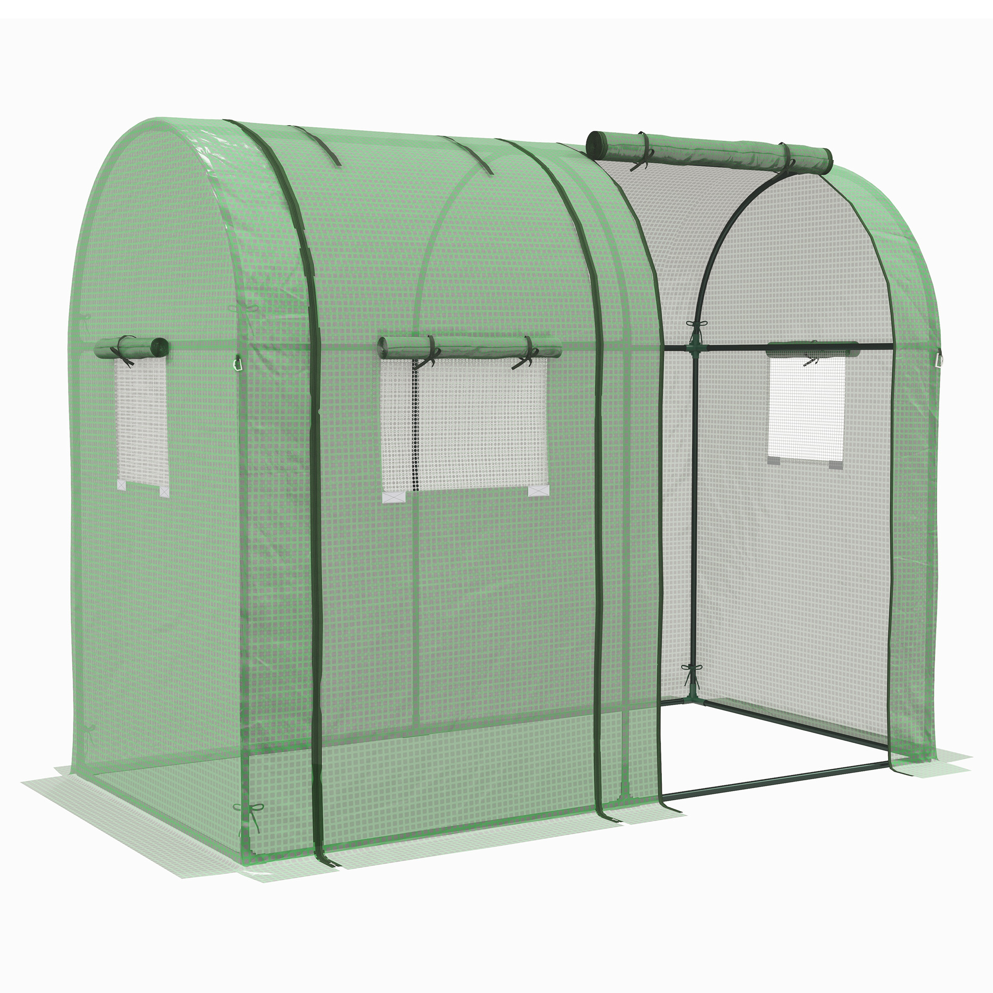 Outsunny Invernadero Resistente con 4 Ventanas 2 Puertas con Cremallera Anti-UV para Cultivo de Plantas Verde 185x94x150 cm | Aosom España