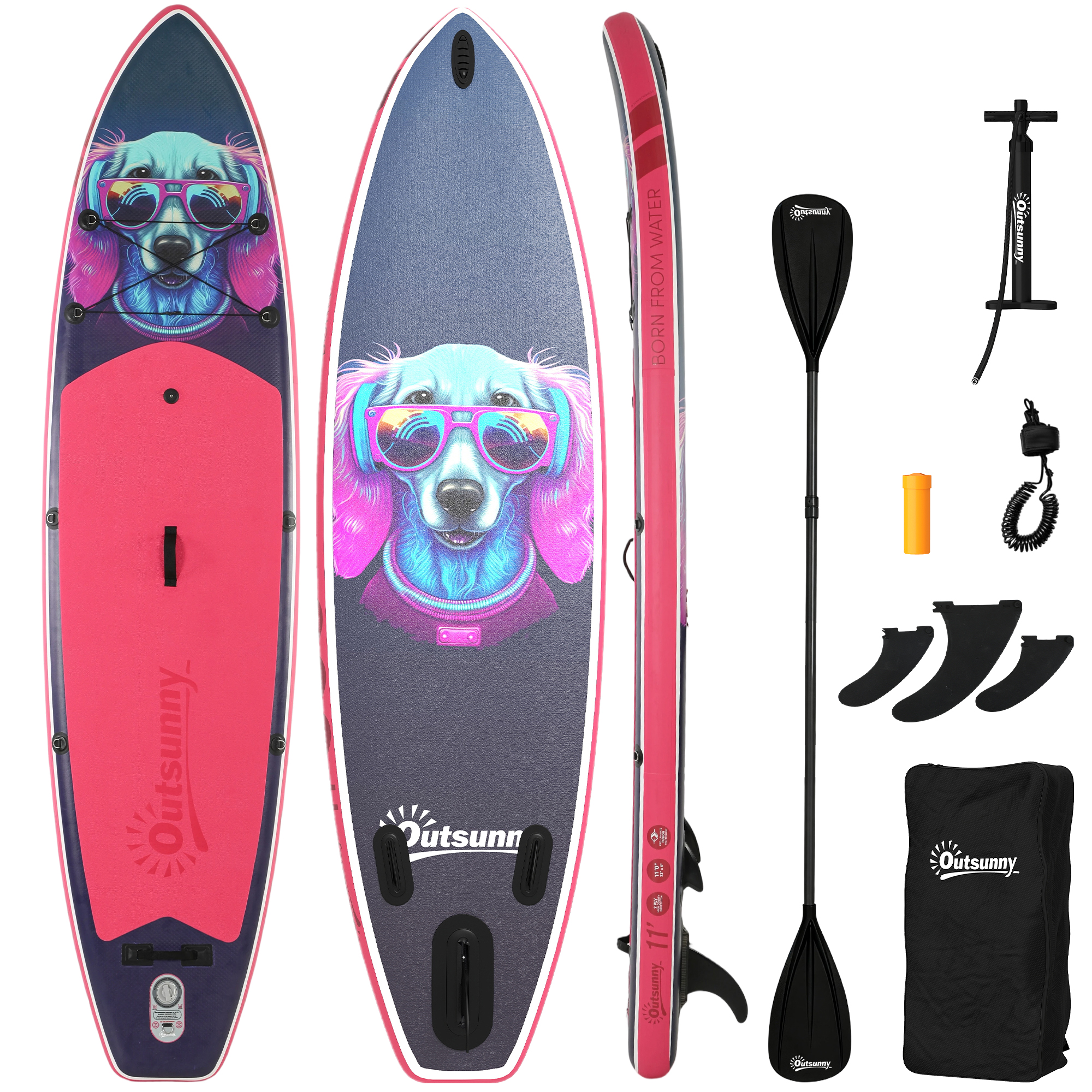 Outsunny Planche Paddle Gonflable, SUP 335 cm avec Siège et Pagaie Convertible.