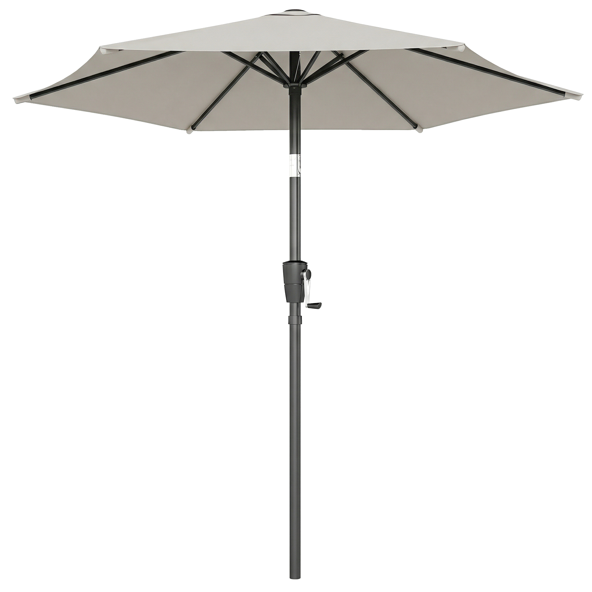 Outsunny Parasol de Jardin Inclinable 2x2 m à 6 Baleines avec Manivelle, en Métal et Polyester Gris Clair