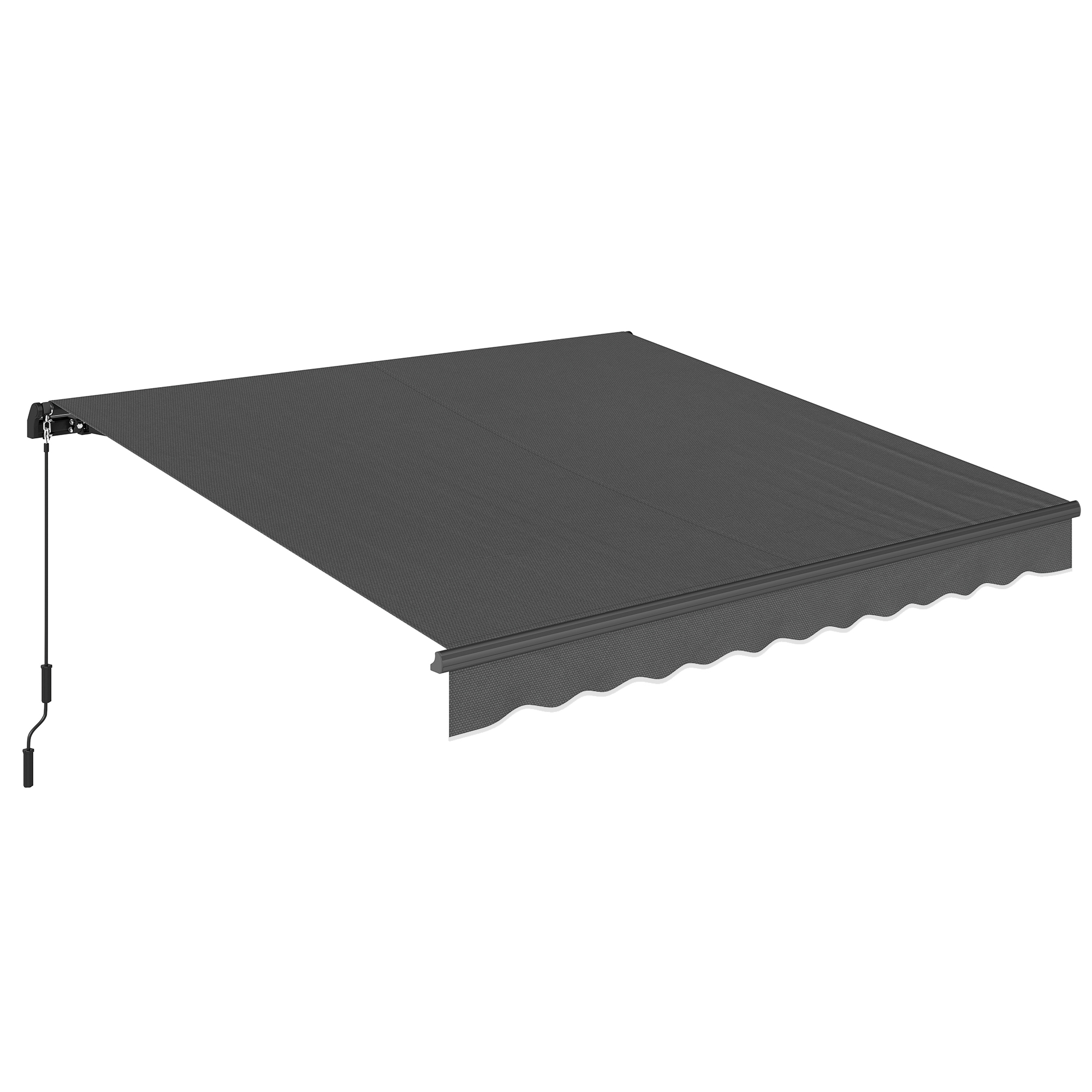 Outsunny Knikarmscherm Zonnescherm 350x300cm UV-bestendige Terrasscherm met Verstelbare Hoek Incl. Slinger en Muurbeugel Donkergrijs | Aosom.nl