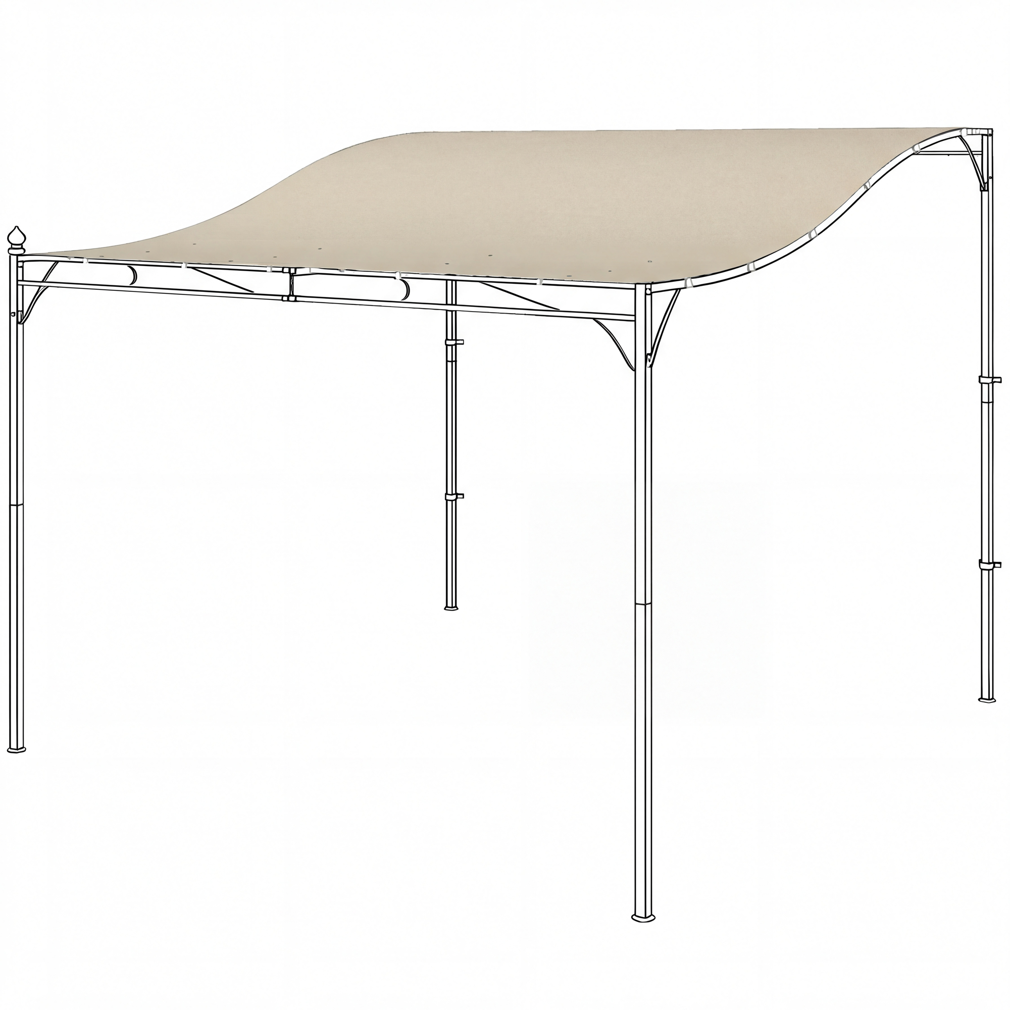 Outsunny Toile de rechange pour pergola, voile d'ombrage pour terrasse, bâche de rechange pour pavillon 3 x 3 m 298 x 293 cm, blanc crème