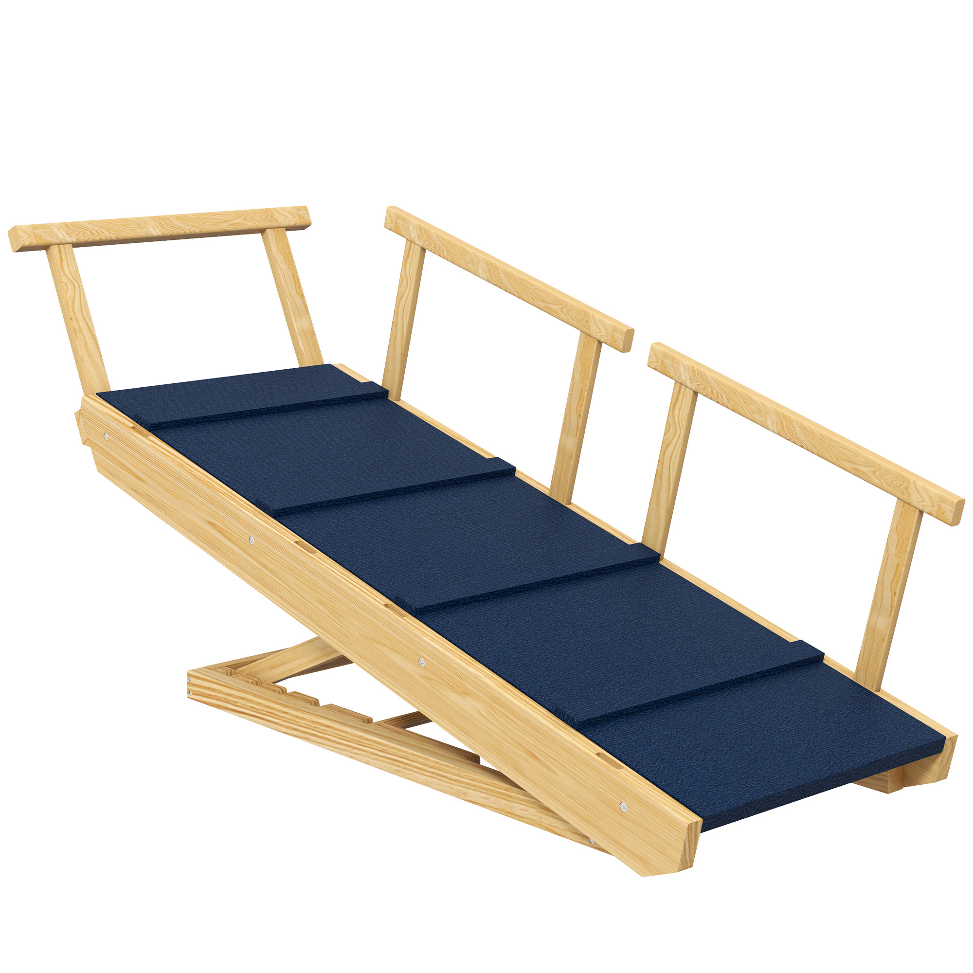 PawHut Rampa dla psów, regulowana wysokość, składana, poręcze, dla psów do 40kg, ramka z drewna, 85 x 40 x 78,5 cm, Czarny