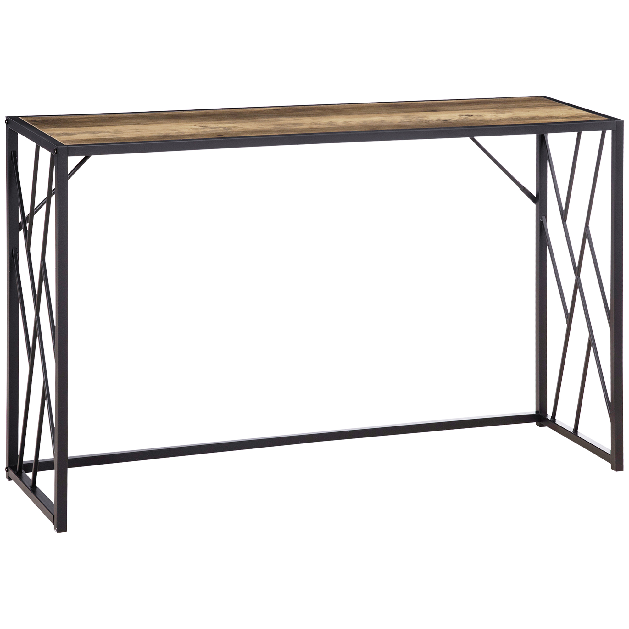 HOMCOM Konsola, Stół do Przedpokoju, Design Industrialny, Stabilna Metalowa Rama, 120 x 35 x 75 cm