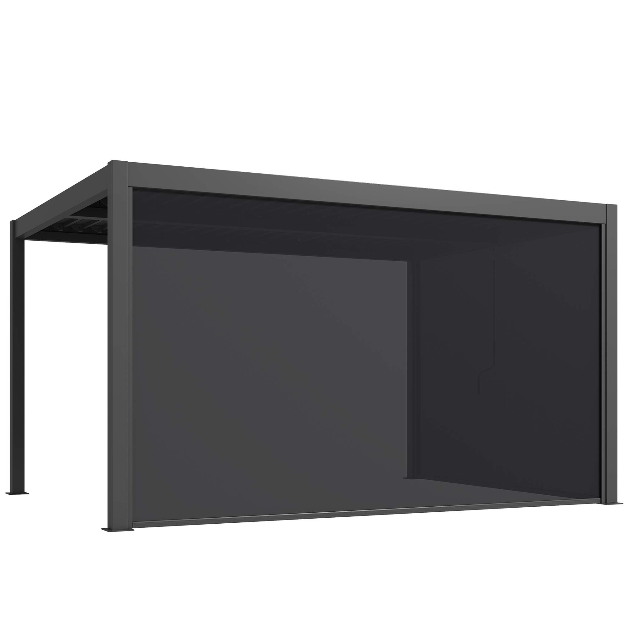 Outsunny Pérgola Bioclimática 4x3 m de Aluminio con Lamas Orientables y Cortinas Laterales, Gris Oscuro | Aosom España