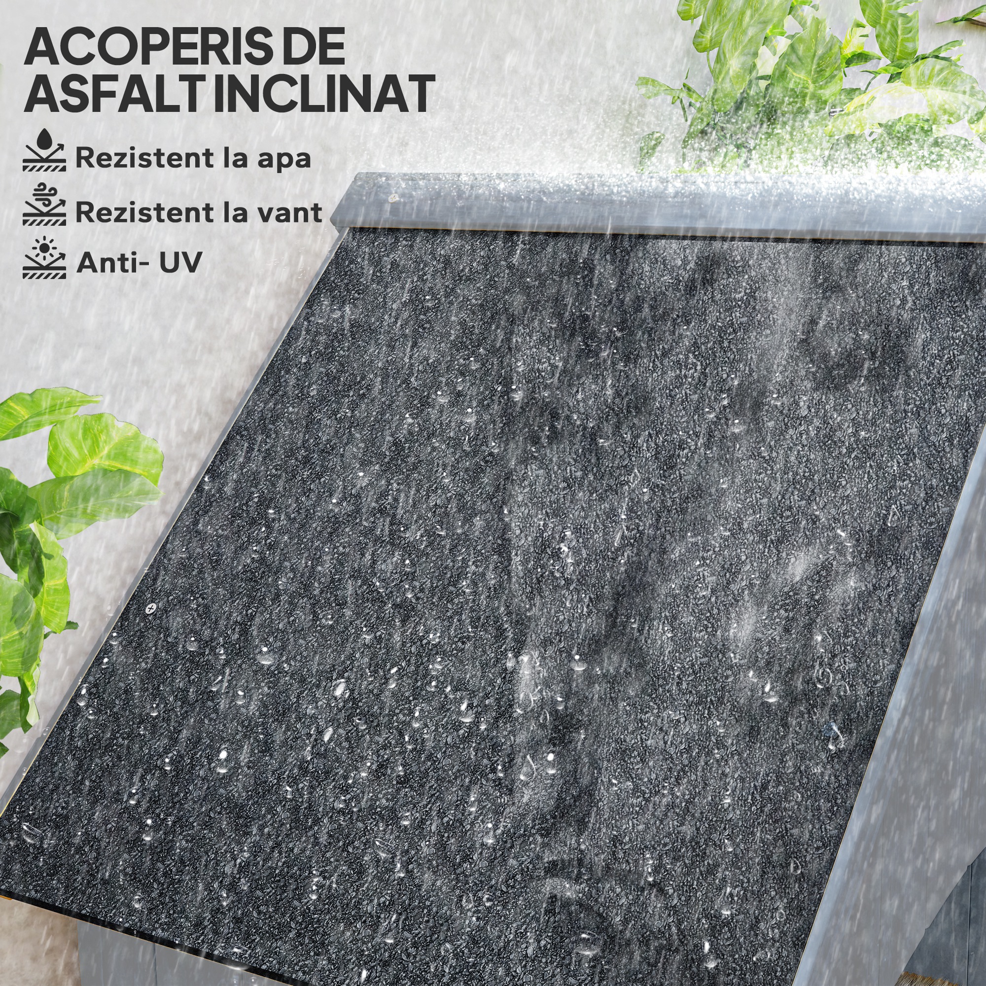  Casuta pentru Unelte din Lemn cu 3 Rafturi cu Acoperis Impermeabil din Bitum, 77.5x54.2x179.5 cm, Gri [3]