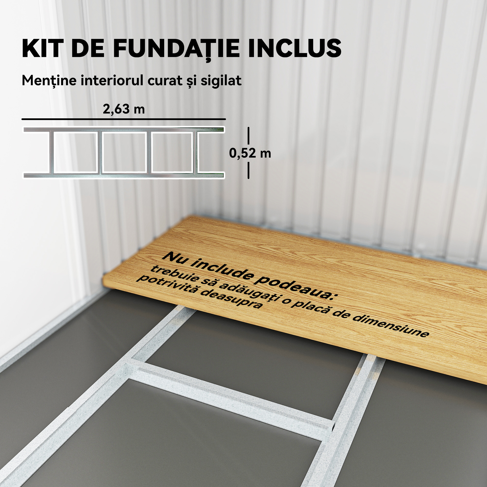  Depozit de Gradina din Otel cu 2 Ventilatii si 2 Usi Glisante, 280x130x172 cm, Maro Lemn [5]